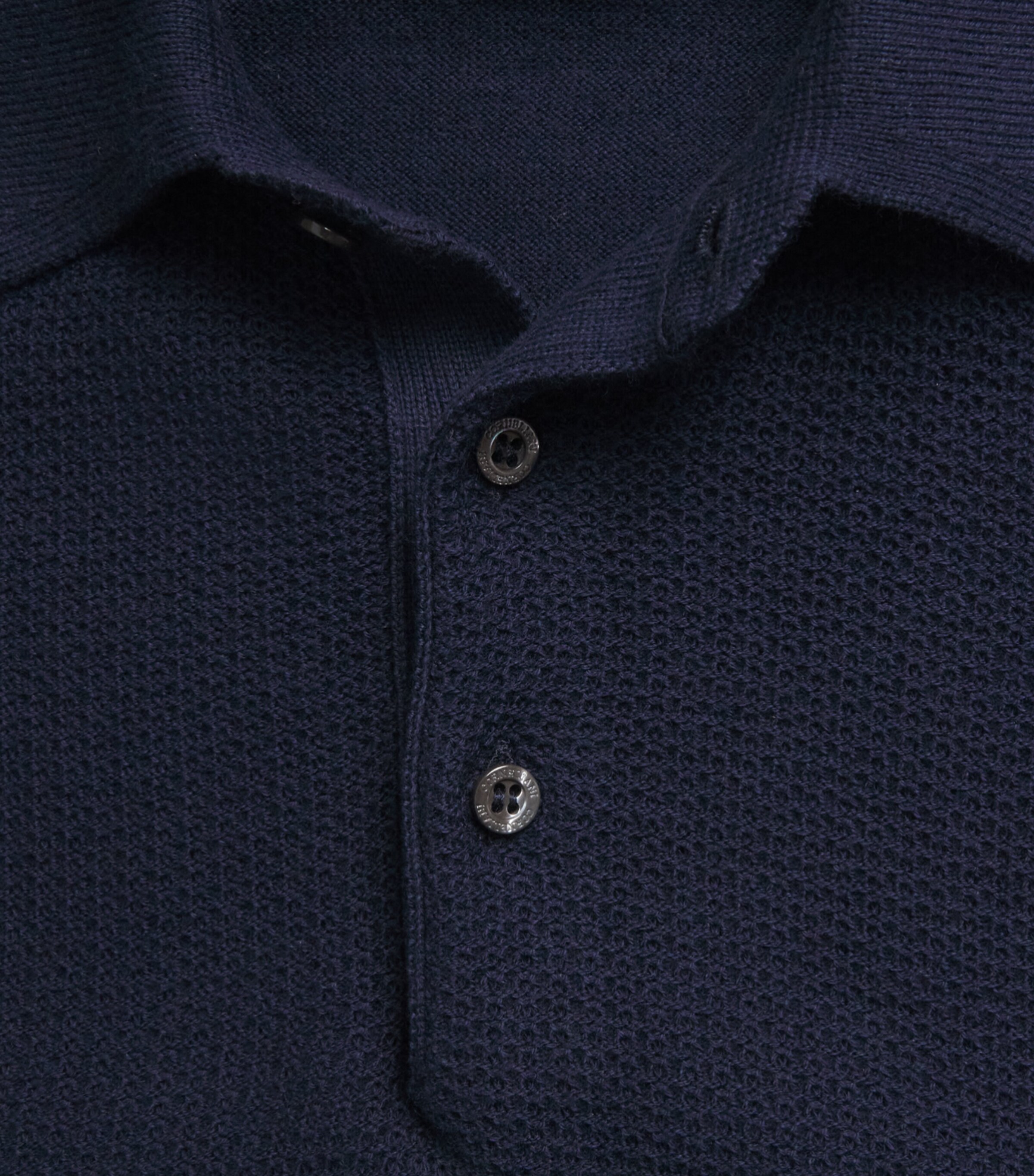 Corneliani Mens Pima Cotton Basketweave Polo Shirt Navy Blue Image 6