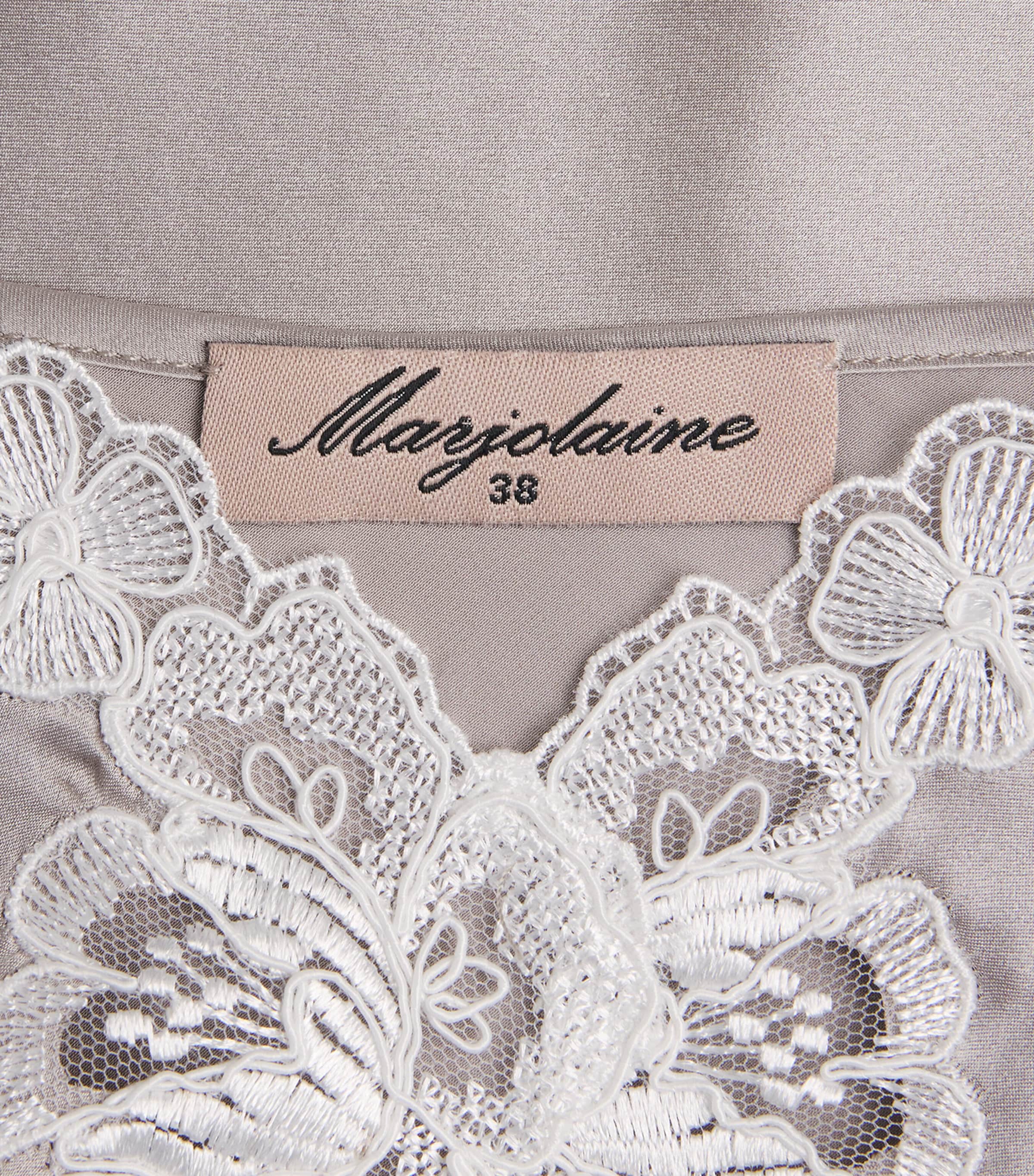 Marjolaine Womens Silk Satin Embroidered Cami Gris/naturel Image 6
