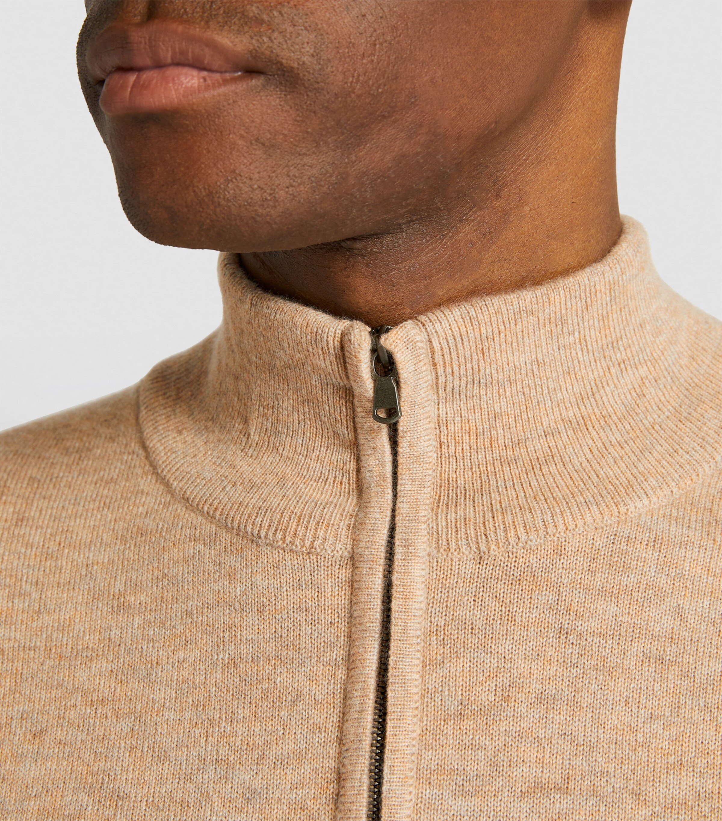 Johnstons Of Elgin Mens Cashmere Quarter-Zip Sweater Oatmeal Image 6