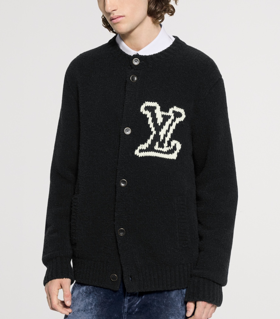 Wool-Blend Logo Cardigan BLACK Image 2