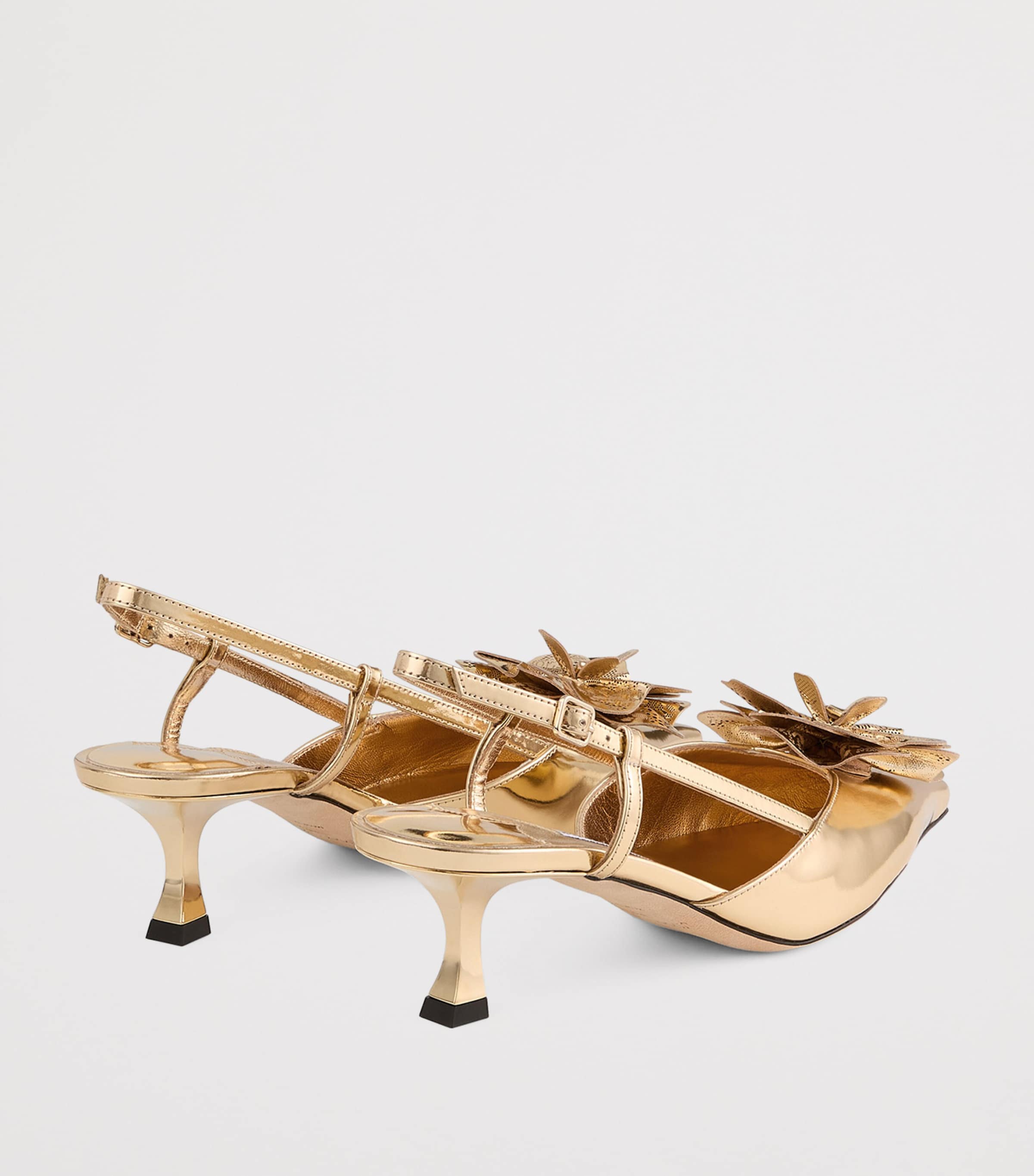Mimmi 50 Leather Slingback Mules GOLD/GOLD Image 4