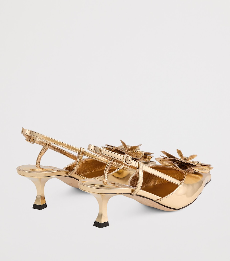 Mimmi 50 Leather Slingback Mules GOLD/GOLD Image 4