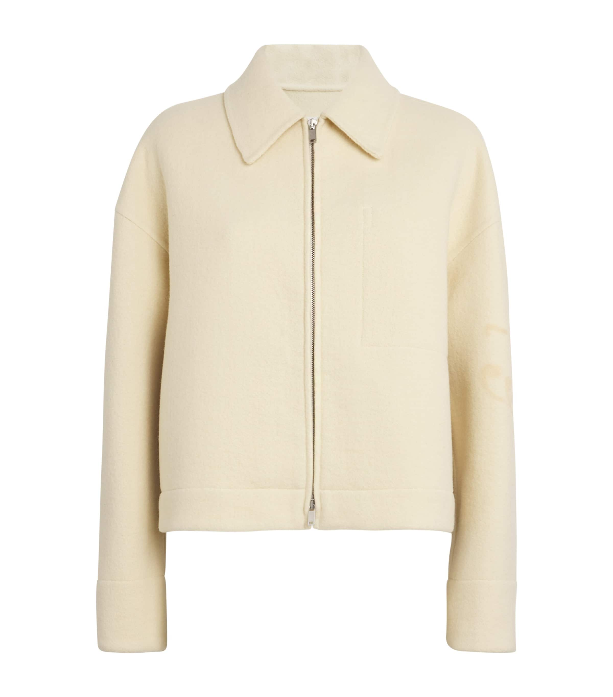 Shop Jil Sander Virgin Wool Blouson Jacket In Beige