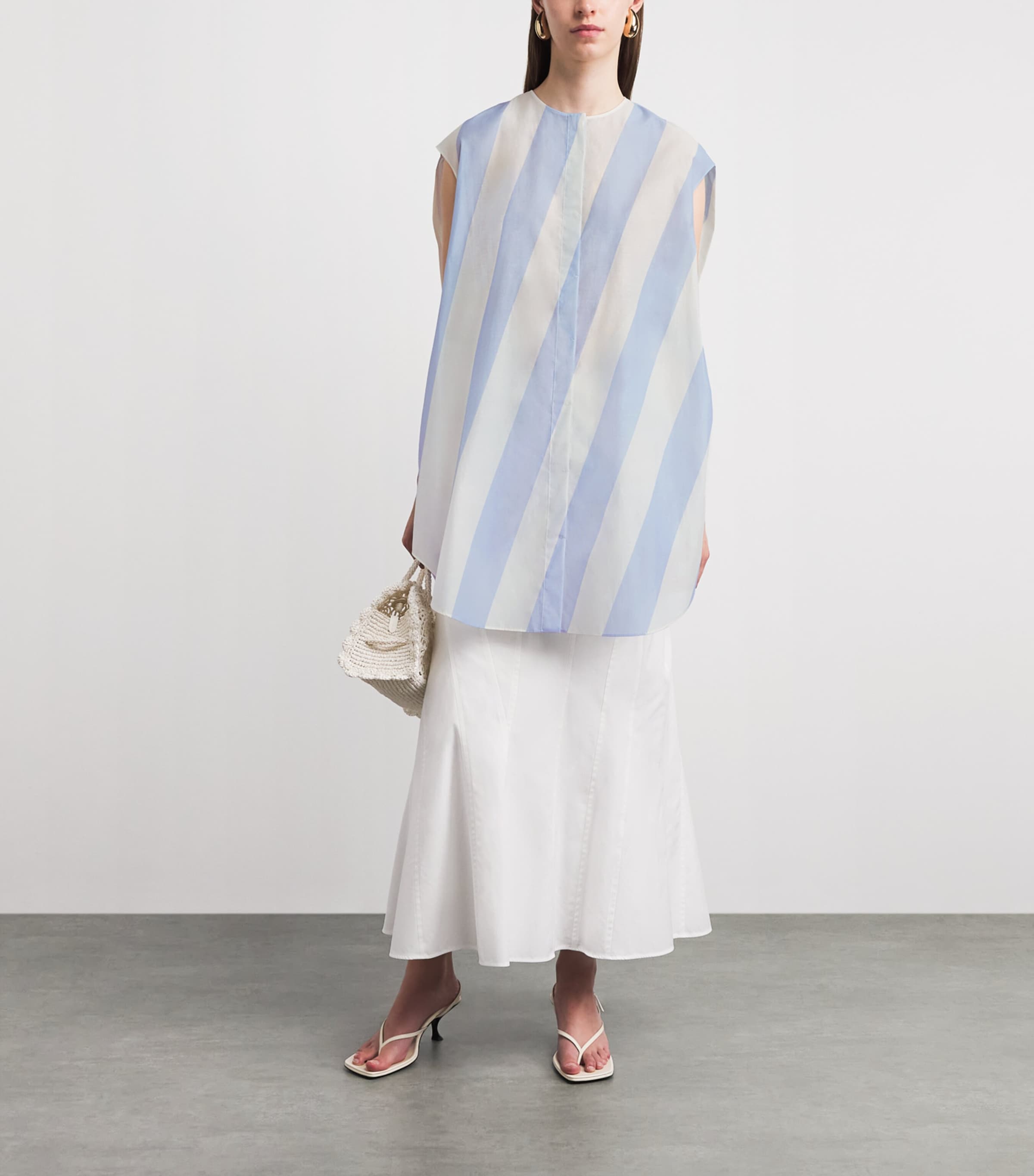 Jacquemus Womens Cotton-Blend Stripe Mini Shirt Dress Print Stripe Image 2
