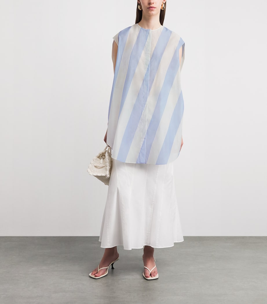 Jacquemus Womens Cotton-Blend Stripe Mini Shirt Dress Print Stripe Image 2