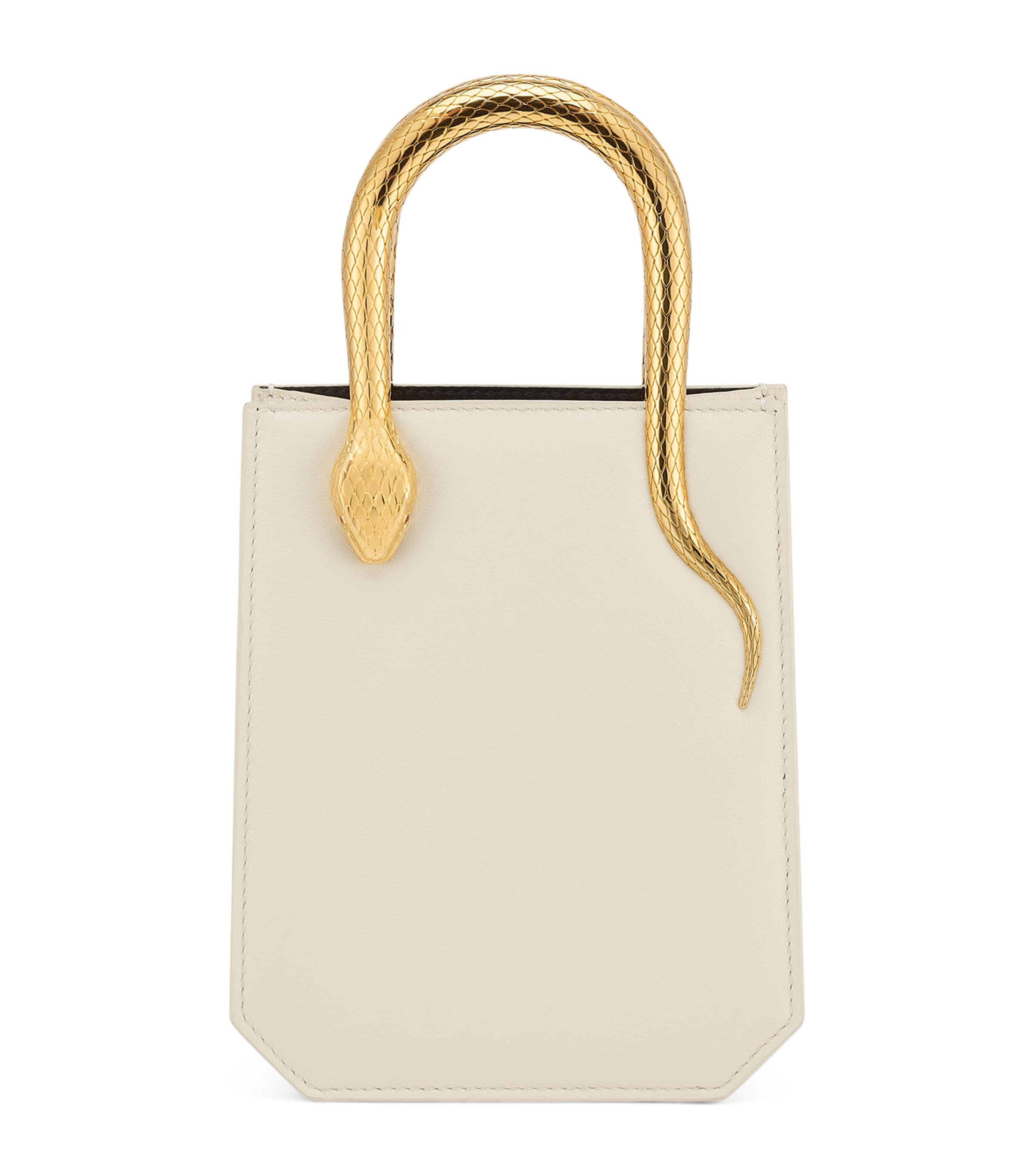 Mini Leather Serpentine Tote Bag WHITE Image 1