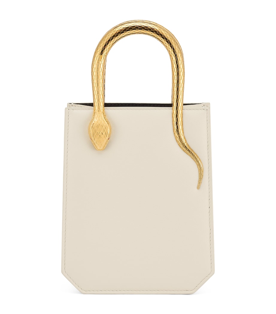 Mini Leather Serpentine Tote Bag WHITE Image 1
