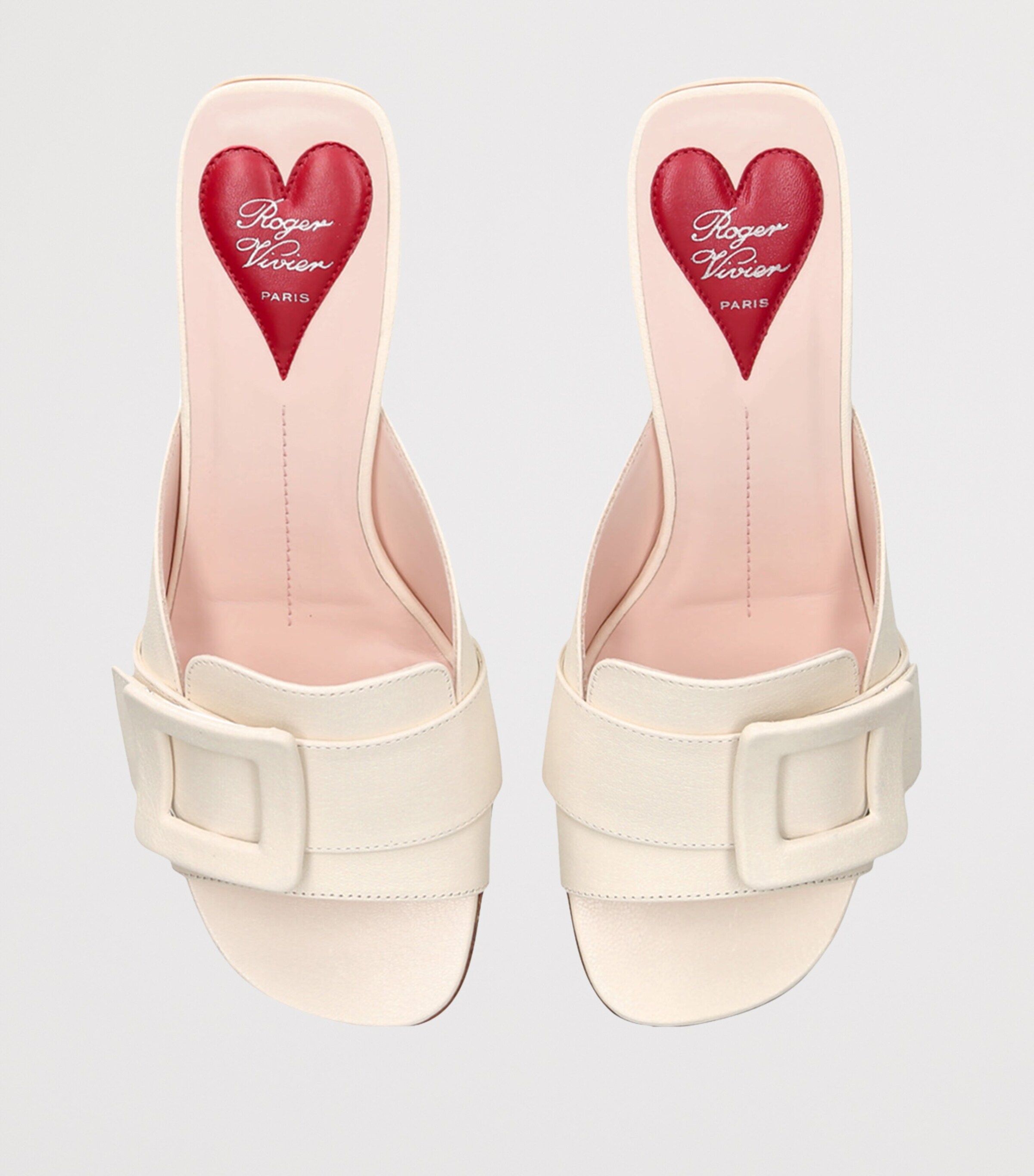 Leather Viv’ Canard Heeled Mules 55 CREAM Image 4