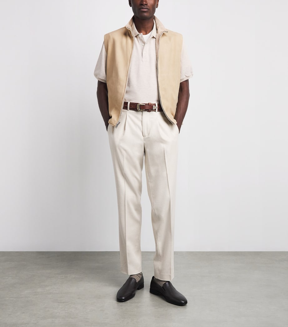Ralph Lauren Purple Label Mens Lambskin-Silk-Linen Reversible Gilet Champagne Image 2