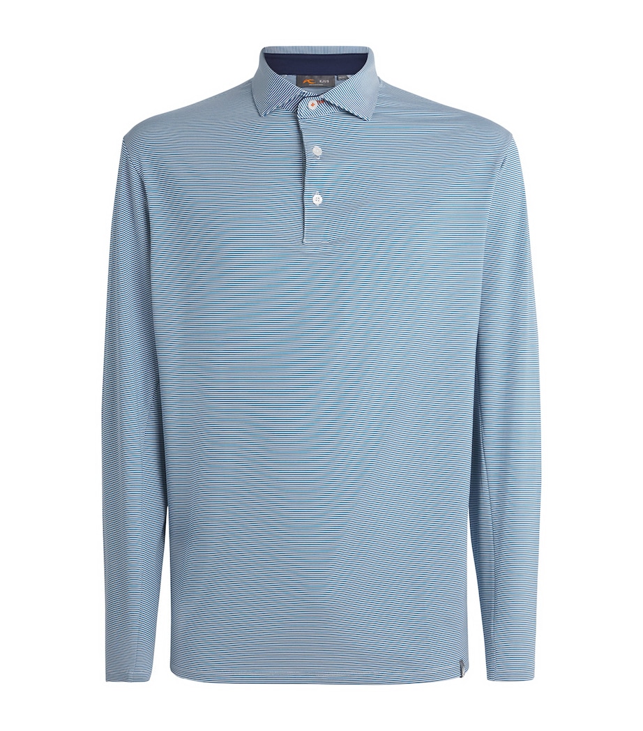 KJUS Mens Stripe Soren Long-Sleeve Polo Shirt Maritime/white Image 1
