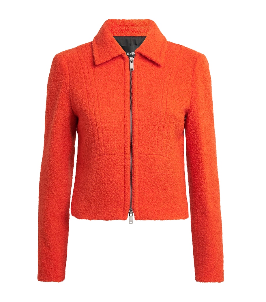 ME+EM Womens Wool-Blend Bouclé Cropped Jacket Vivid Orange Image 1