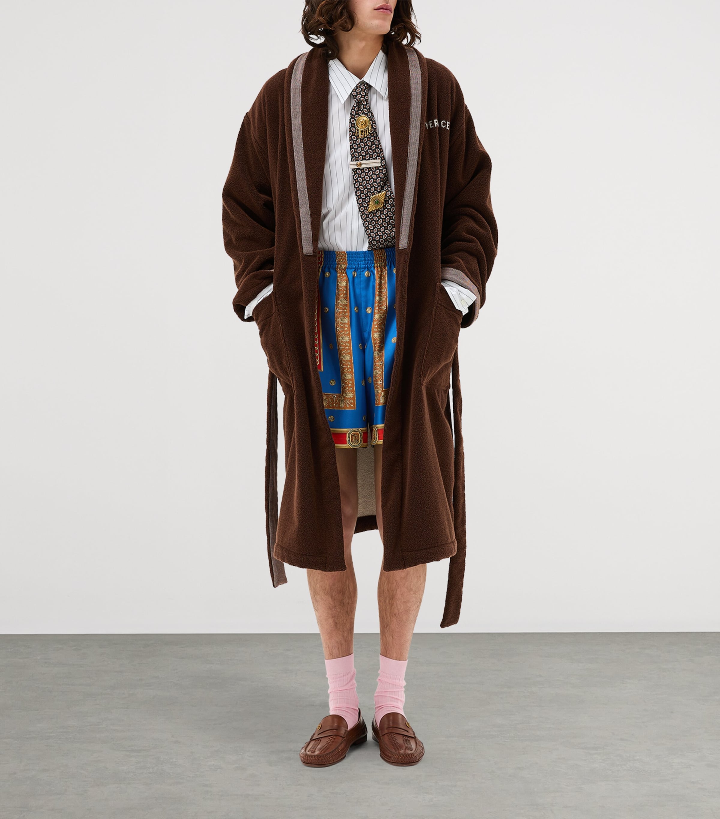 Versace Cotton Medusa Robe (XL) Brown/white Image 2