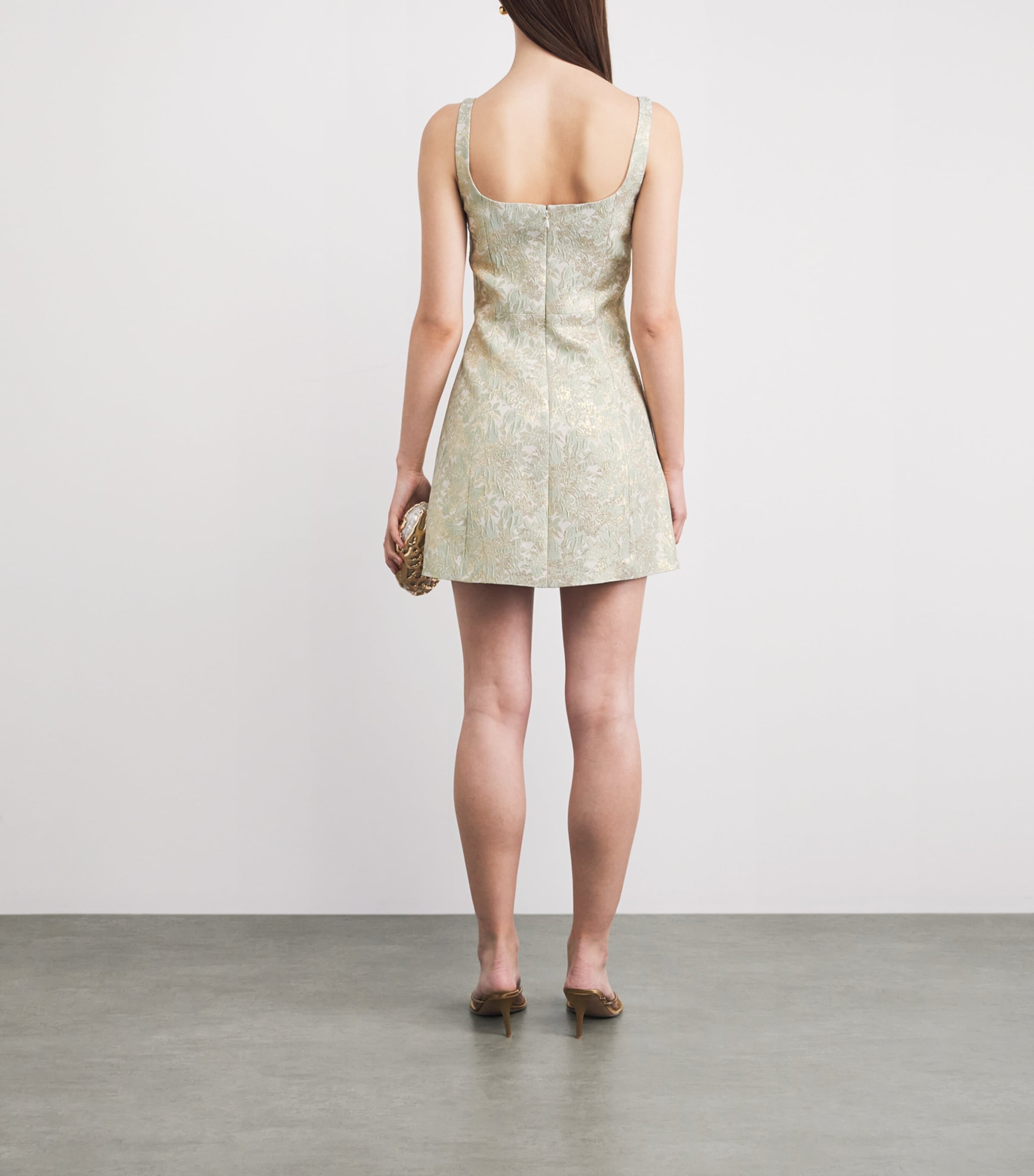 Alice+Olivia Womens Jacquard Eve Mini Dress Off White/sage Image 4