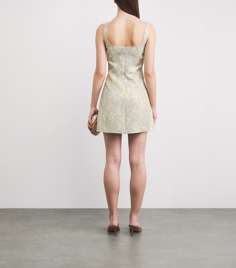 Alice+Olivia Womens Jacquard Eve Mini Dress Off White/sage Image 4