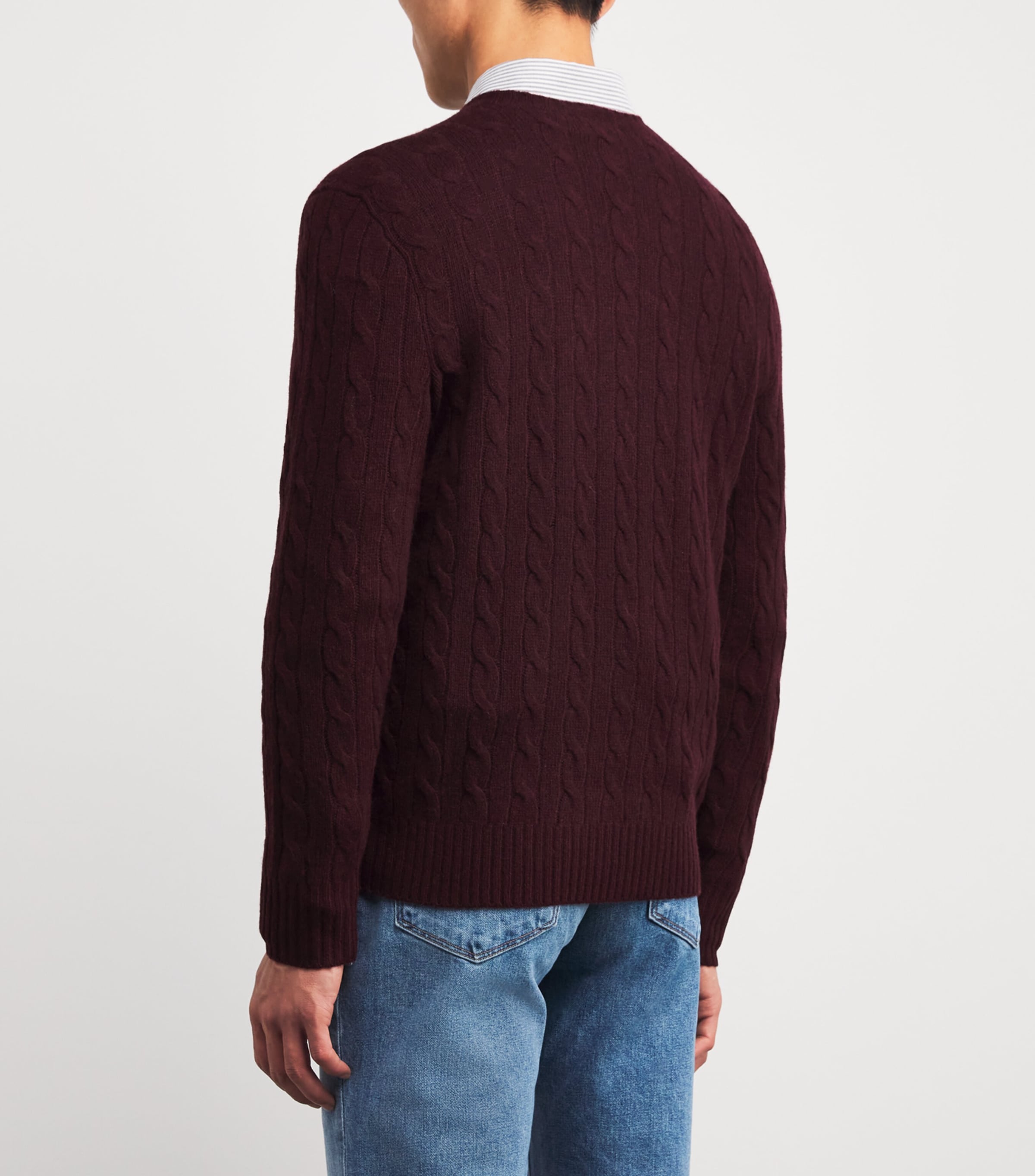 Wool-Cashmere Cable-Knit Sweater DARK RED Image 4