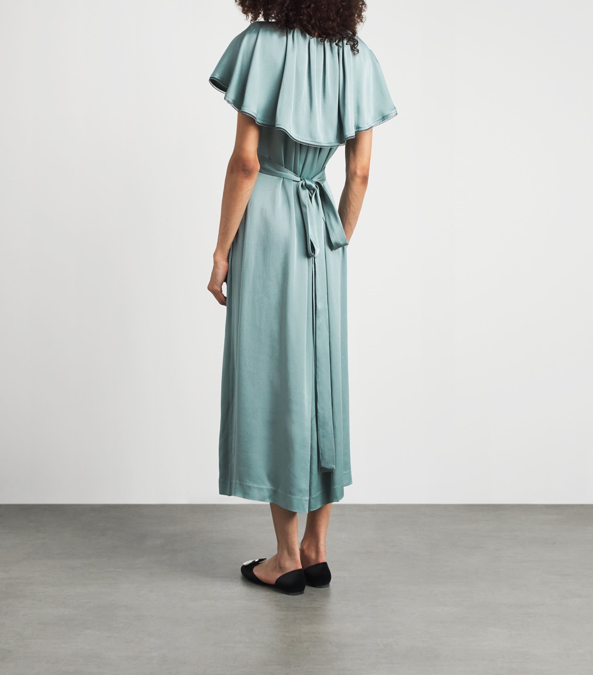Fabiana Filippi Womens Satin Cape-Effect Midi Dress Verde Image 4