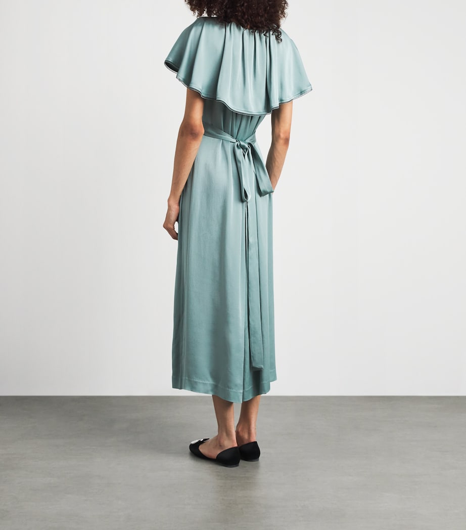 Fabiana Filippi Womens Satin Cape-Effect Midi Dress Verde Image 4