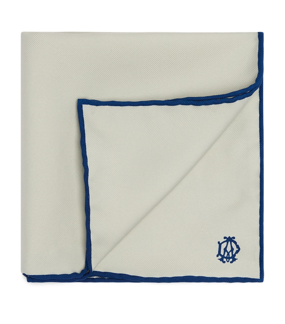 Dunhill Mulberry Silk Cypher Logo Pocket Square Grey Image 1