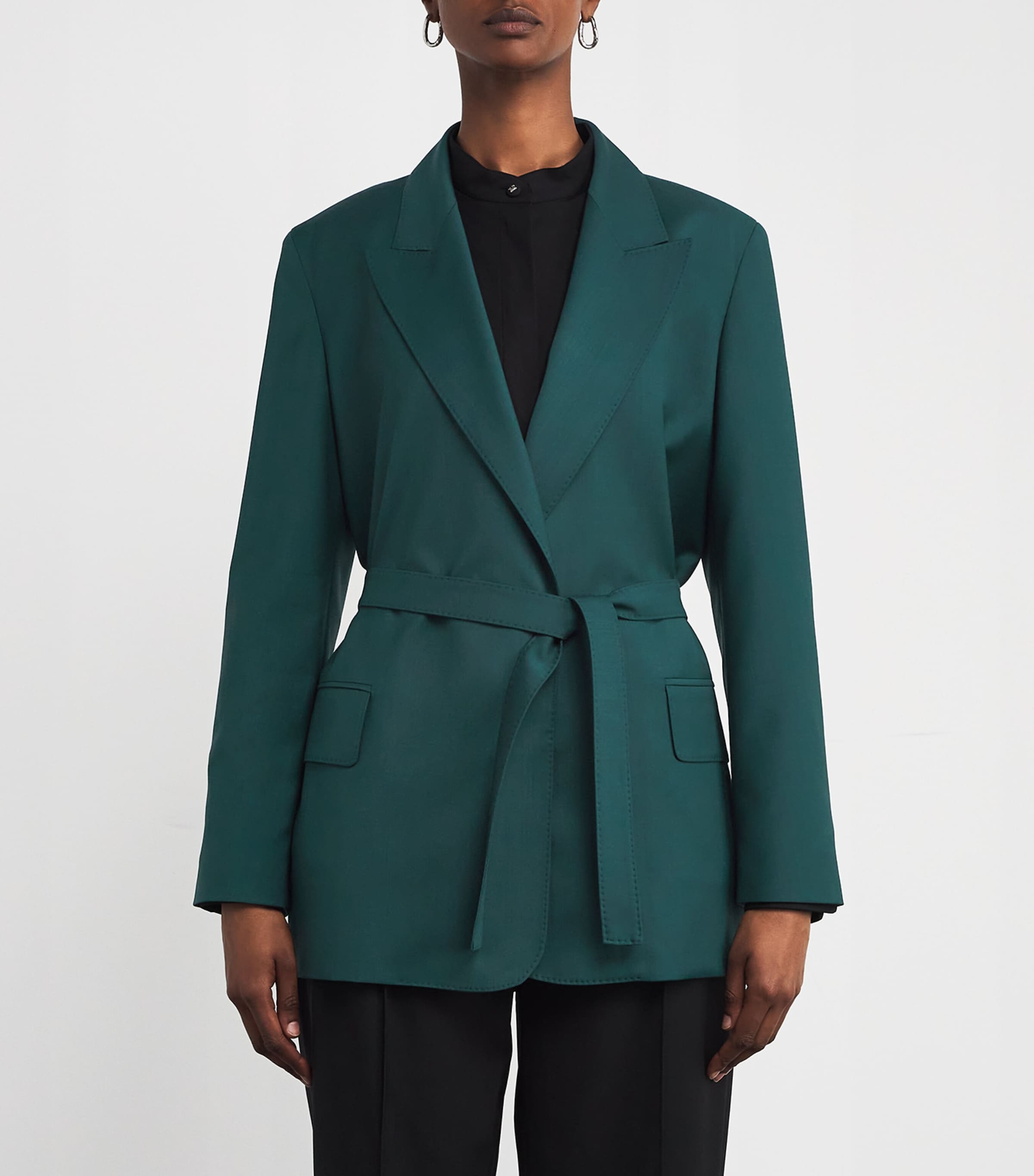 Max Mara Virgin Wool Tie-Waist Blazer | Harrods US