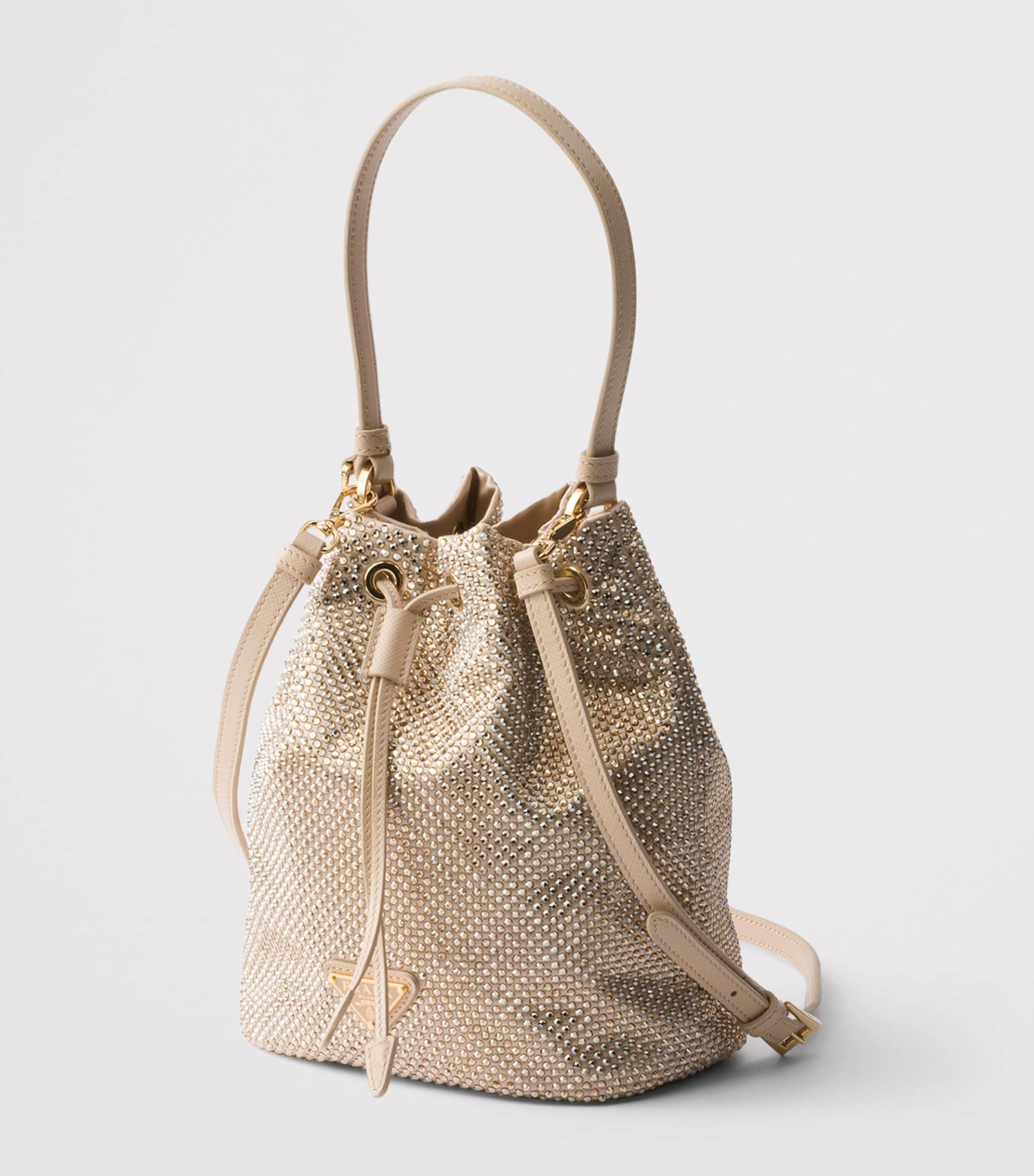 Prada Mini Satin Crystal-Studded Pouch Image 2