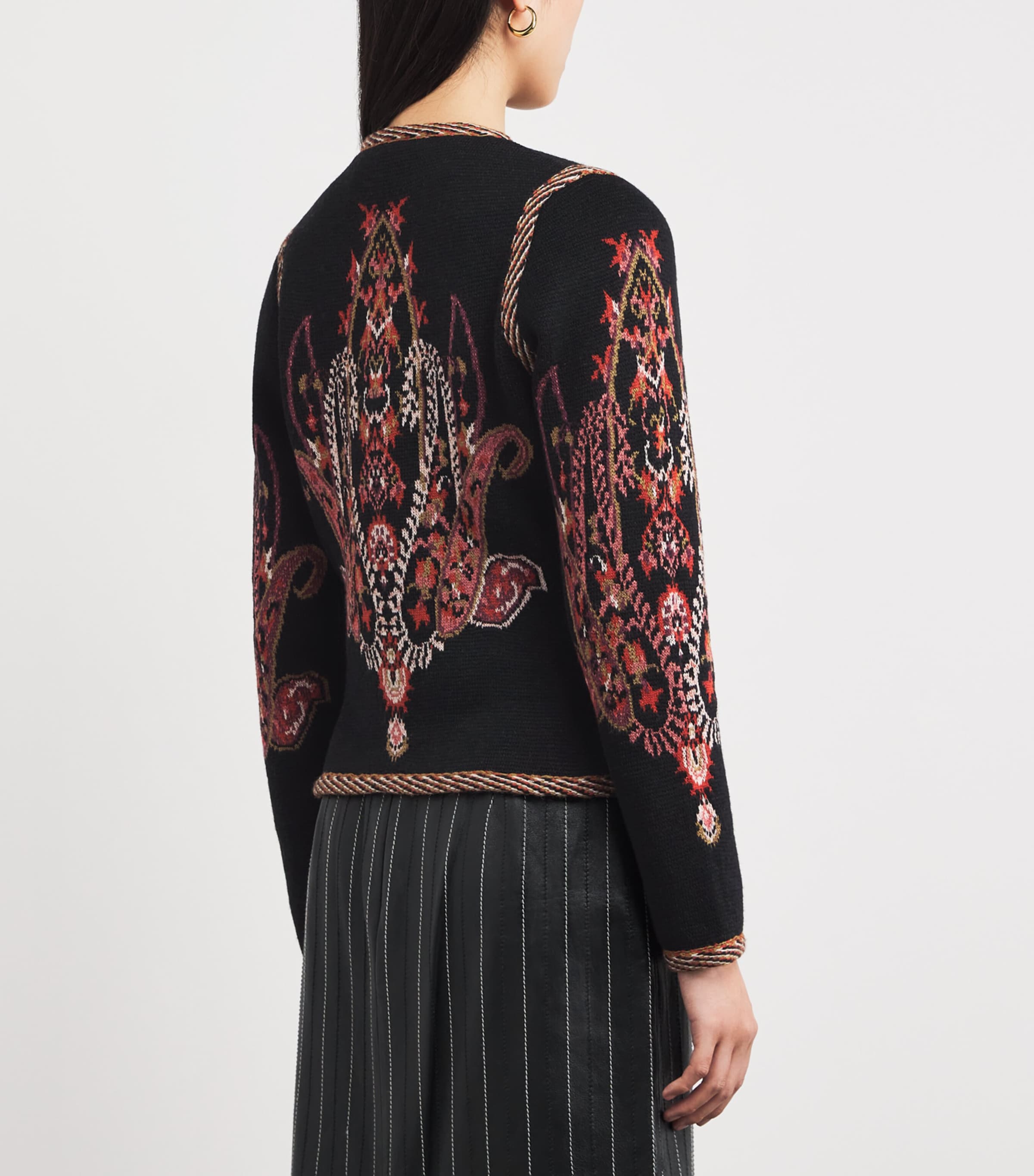 Wool-Blend Jacquard Cardigan S9814 Image 4