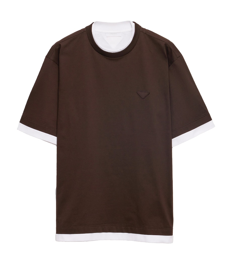 Prada Mens Double-Layer Logo T-Shirt Image 1