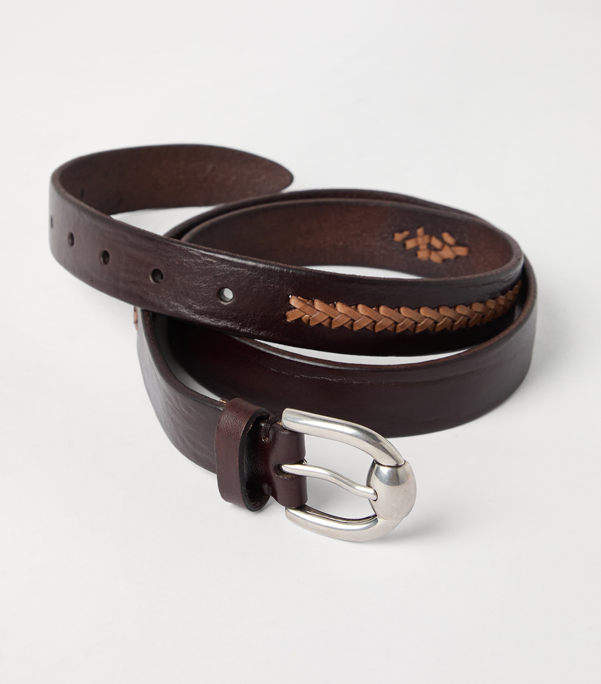 Leather Two-Tone Braided Belt CBV30 Image 3