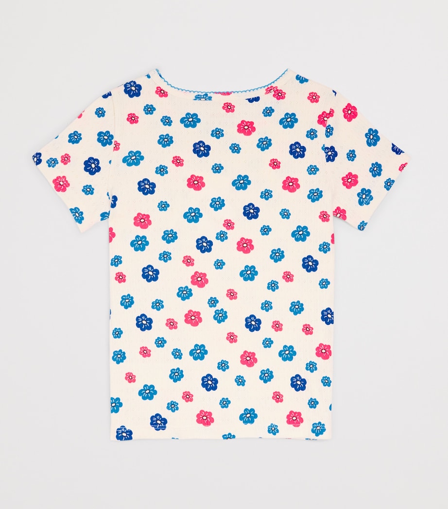 Mini Rodini Pointelle Jersey Floral T-Shirt (3-11 Years) Image 2