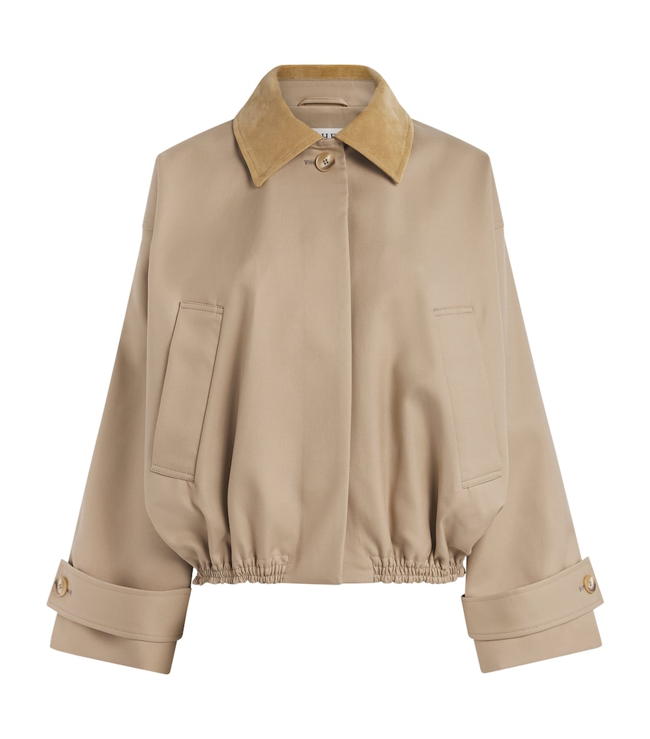 Róhe Womens Cotton Suede-Collar Bomber Jacket Sand Image 1