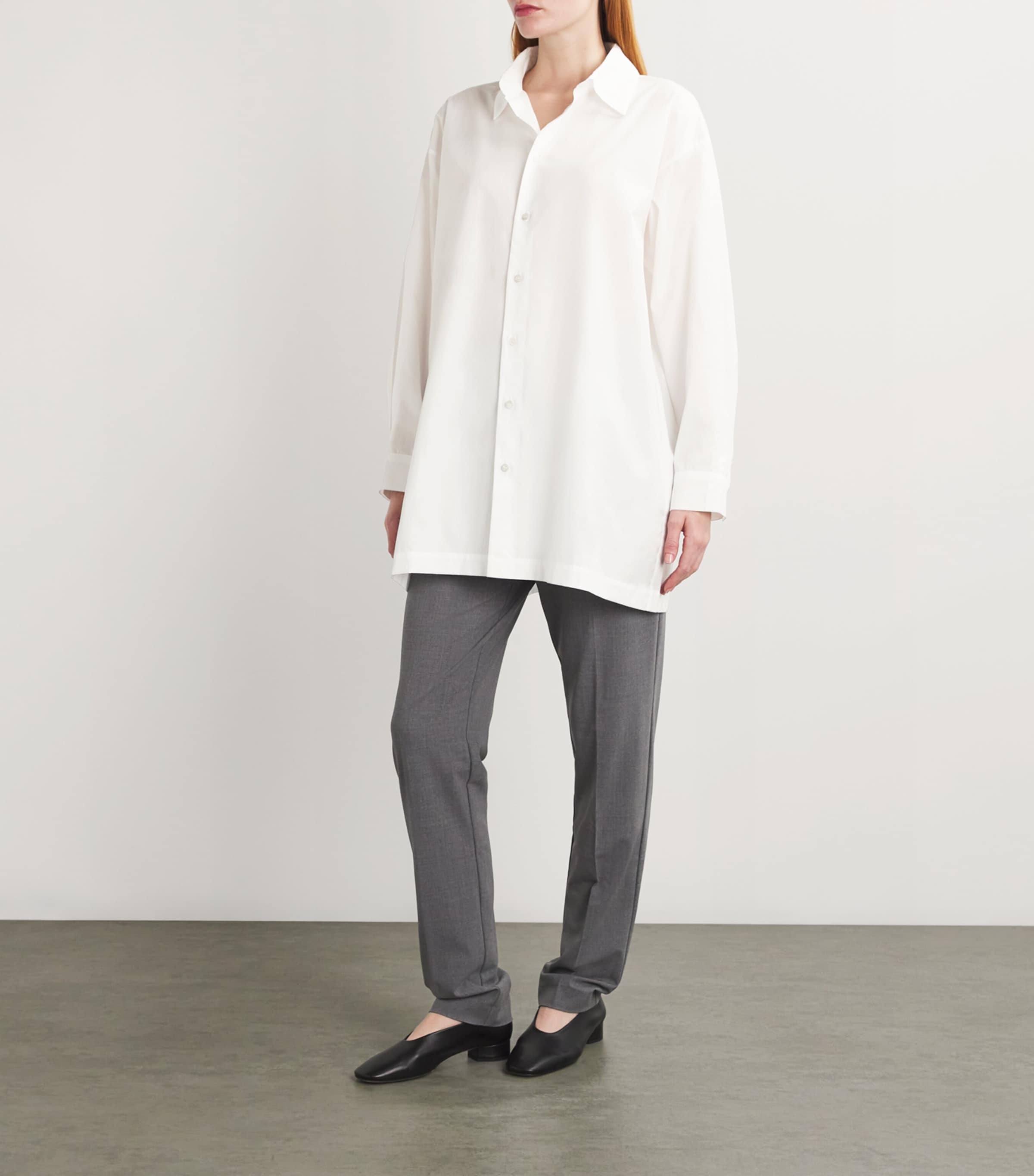 Slim A-Line Back-Pleat Shirt WHITE Image 2