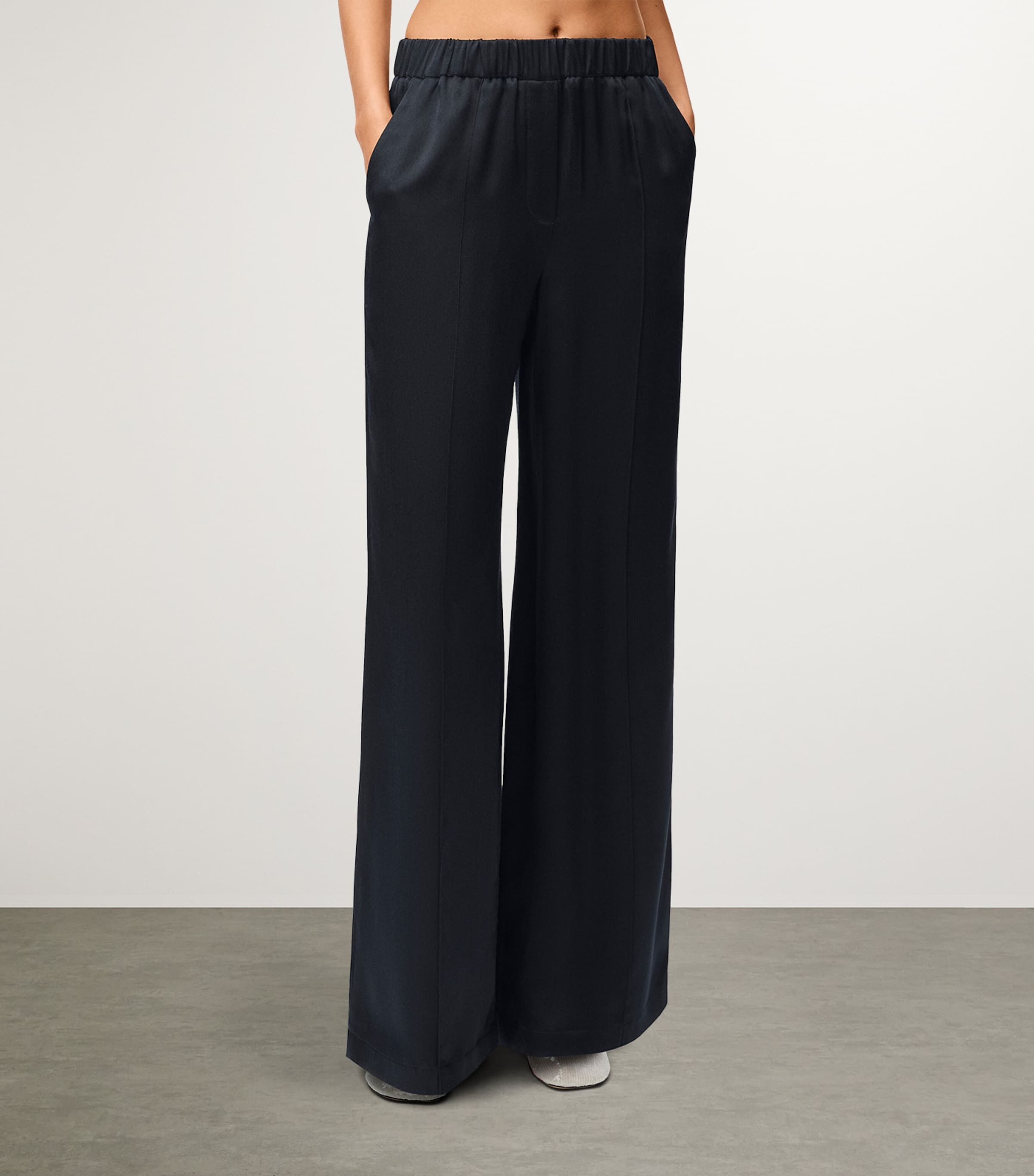 LOEWE Womens Silk-Blend Pyjama Trousers Midnight Blue Image 2