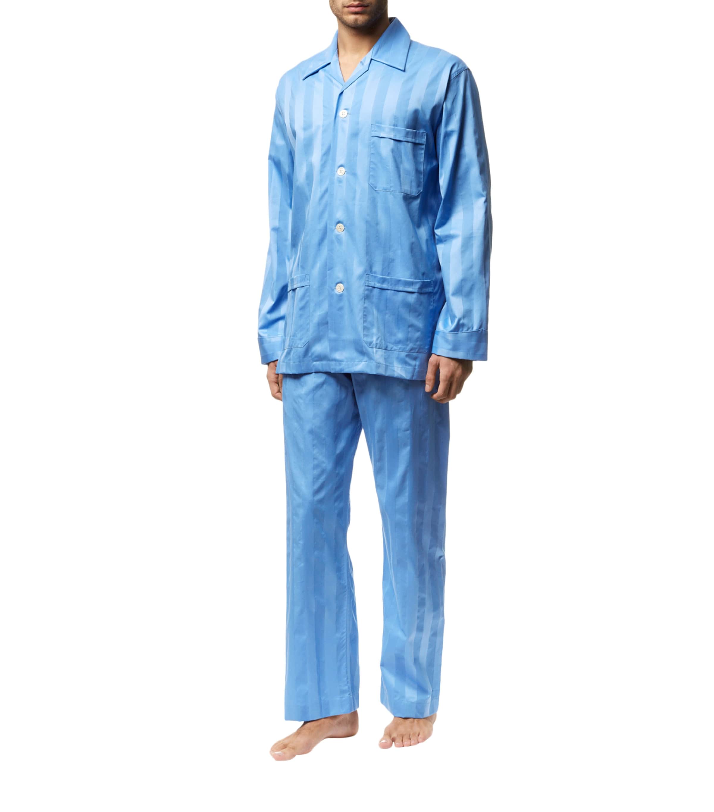 Lingfield Cotton Stripe Pyjama Set BLUE Image 2