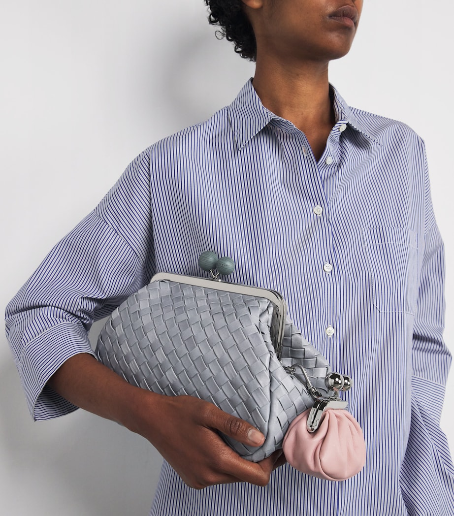 Medium Woven Leather Pasticcino Clutch Bag LIGHT BLUE Image 5