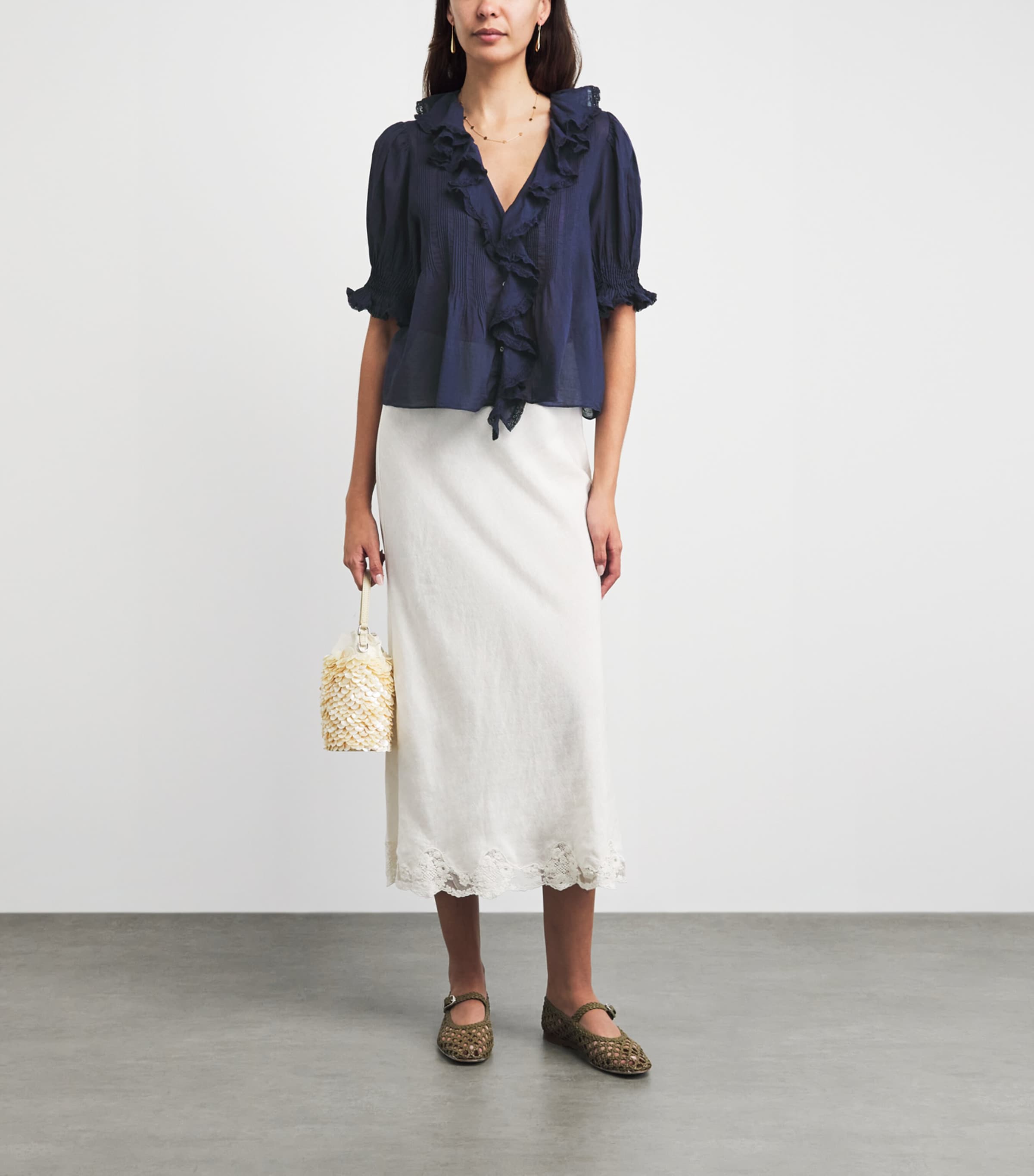 DÔEN Womens Organic Cotton Henri Blouse Adriatic Image 2