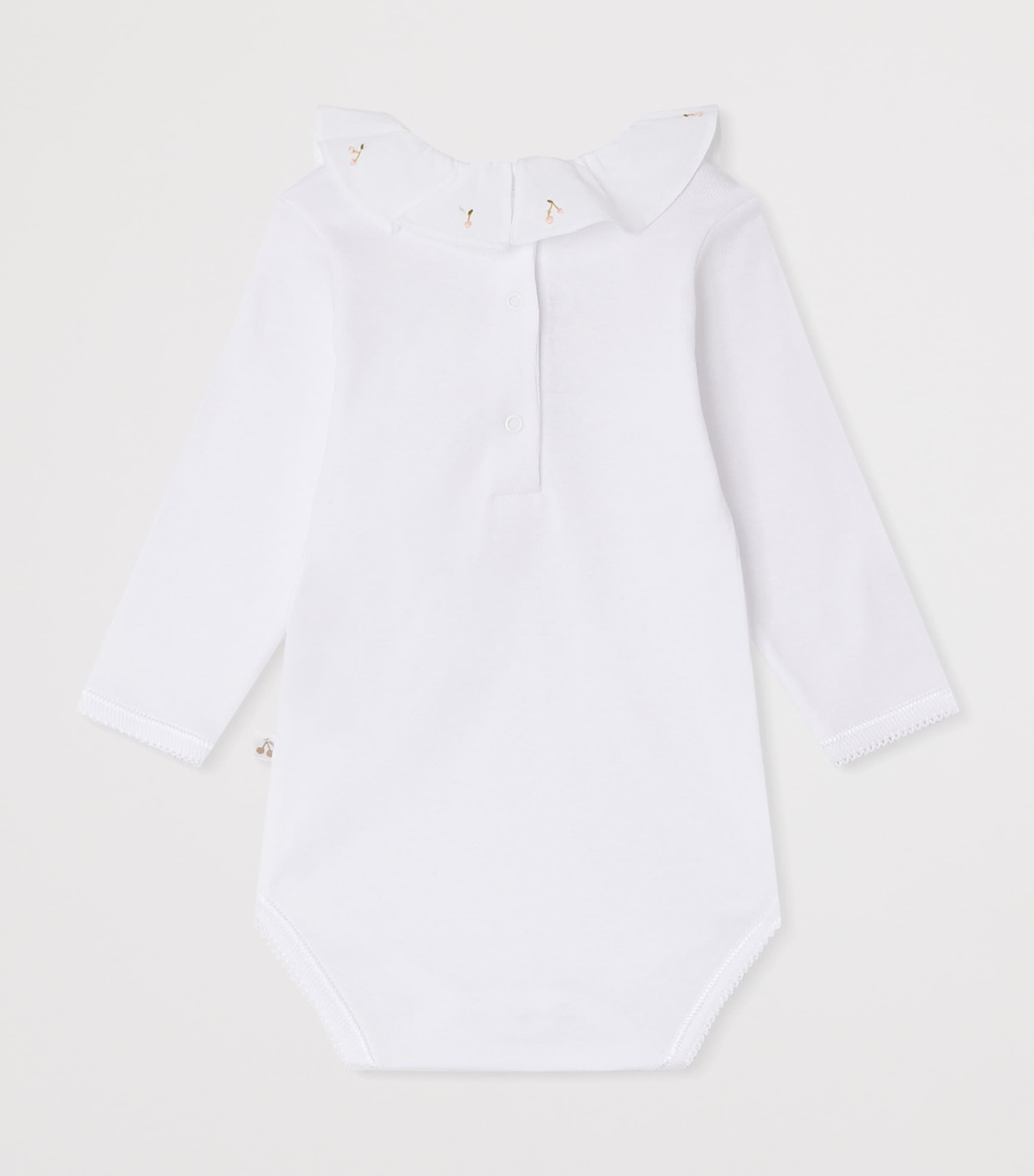 Bonpoint Organic Cotton Ruffled Bodysuit (1-36 Months) Blanc Naturel Image 2