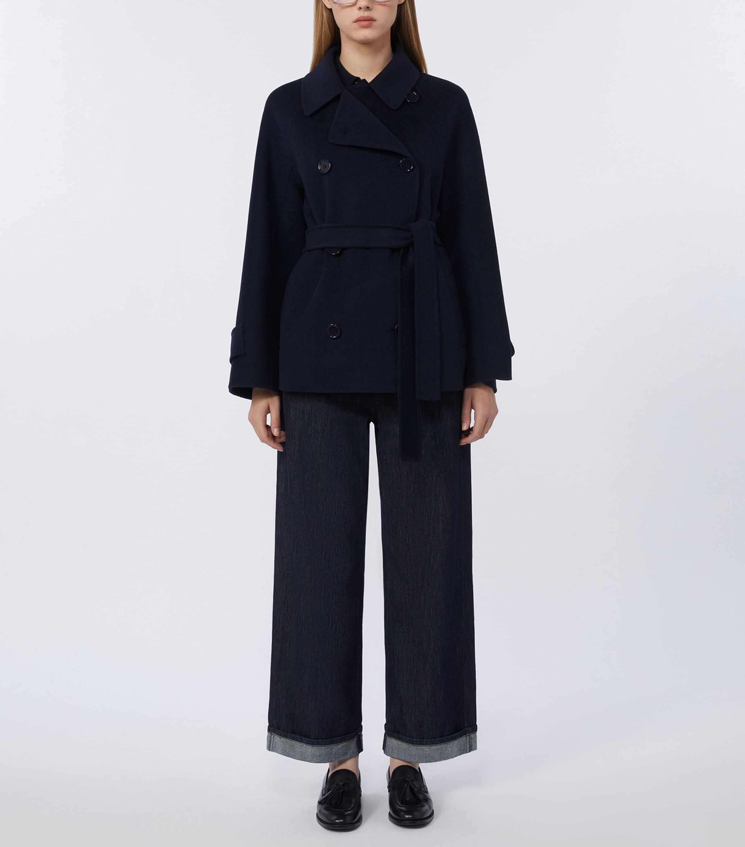 Virgin Wool Belted Jacket MIDNIGHTBLUE Image 2