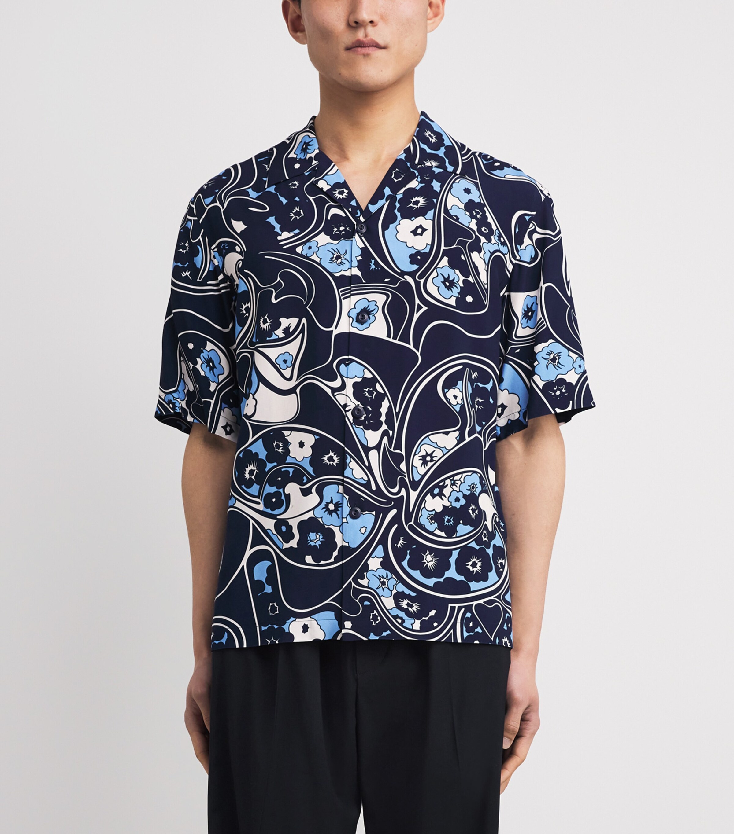 Short-Sleeve Floral Shirt NAVY BLUE Image 3