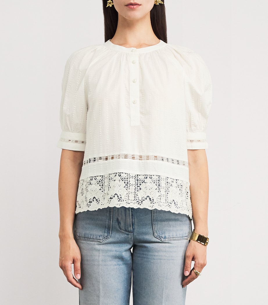 Cotton Lace-Trim Faye Blouse PRISTINE Image 3