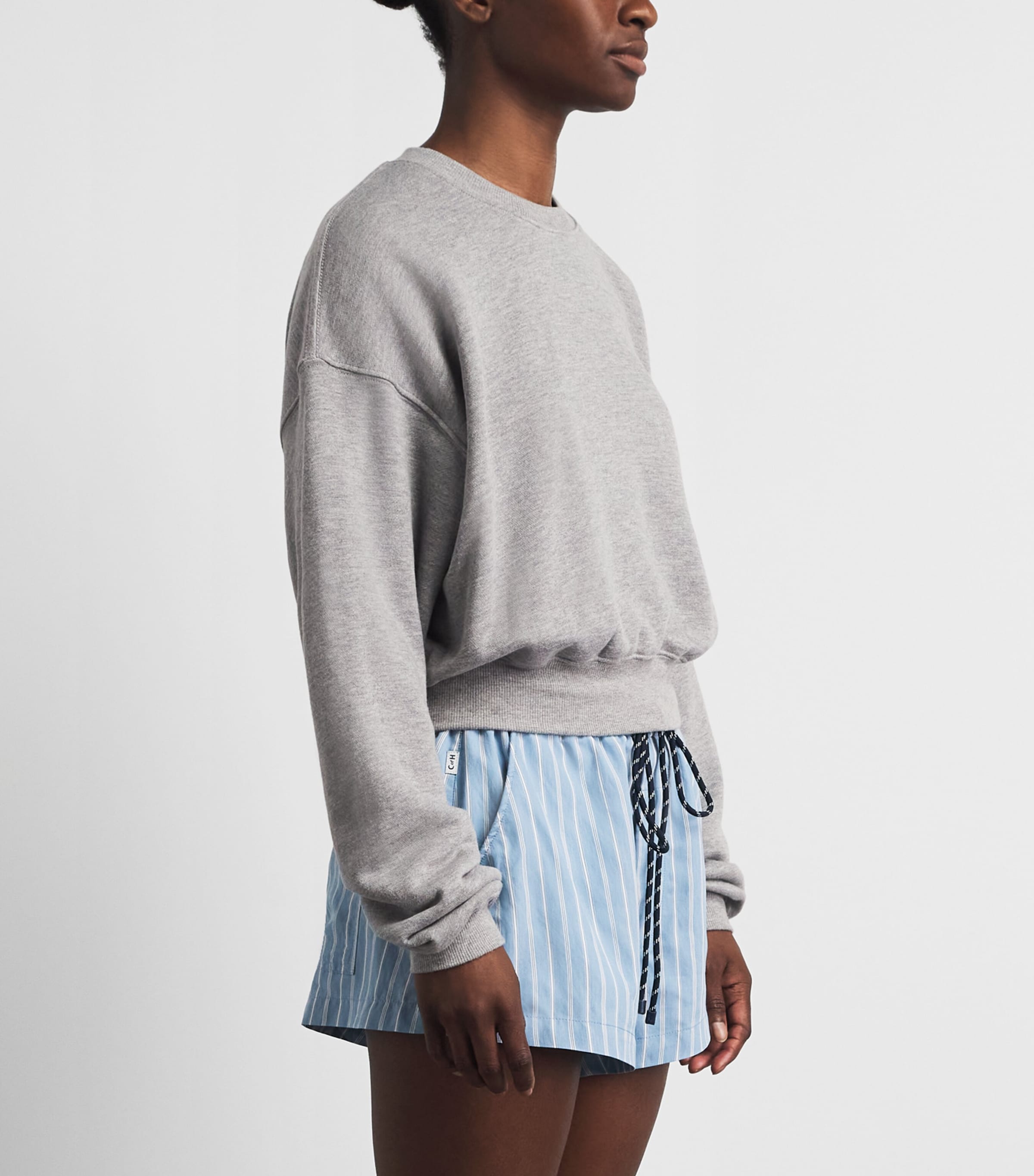 ÉTERNE Womens French Terry Cropped Sweatshirt Heather Grey Image 4