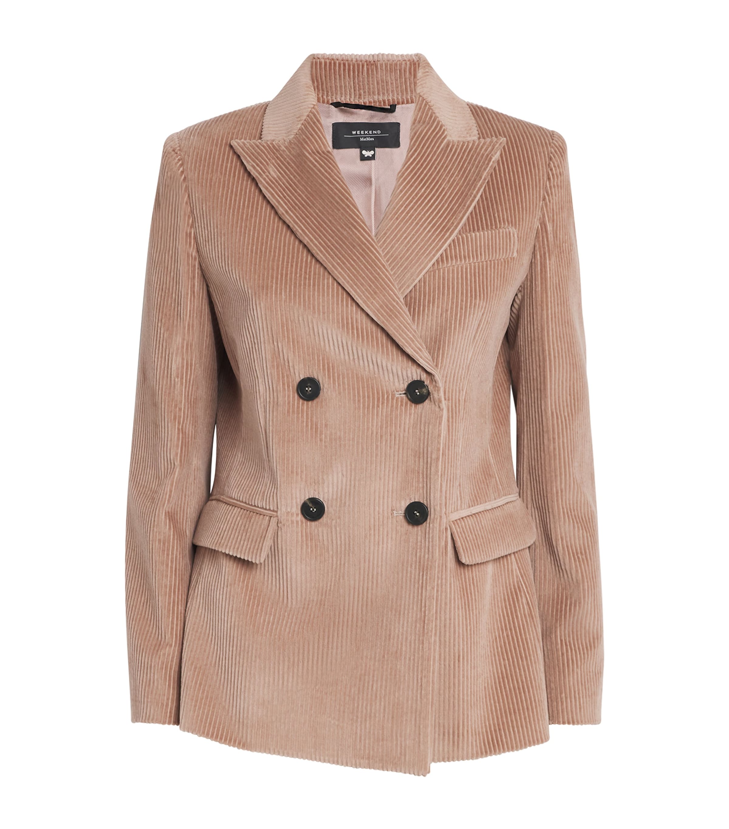 Weekend Max Mara Corduroy Double-breasted Blazer In Pink