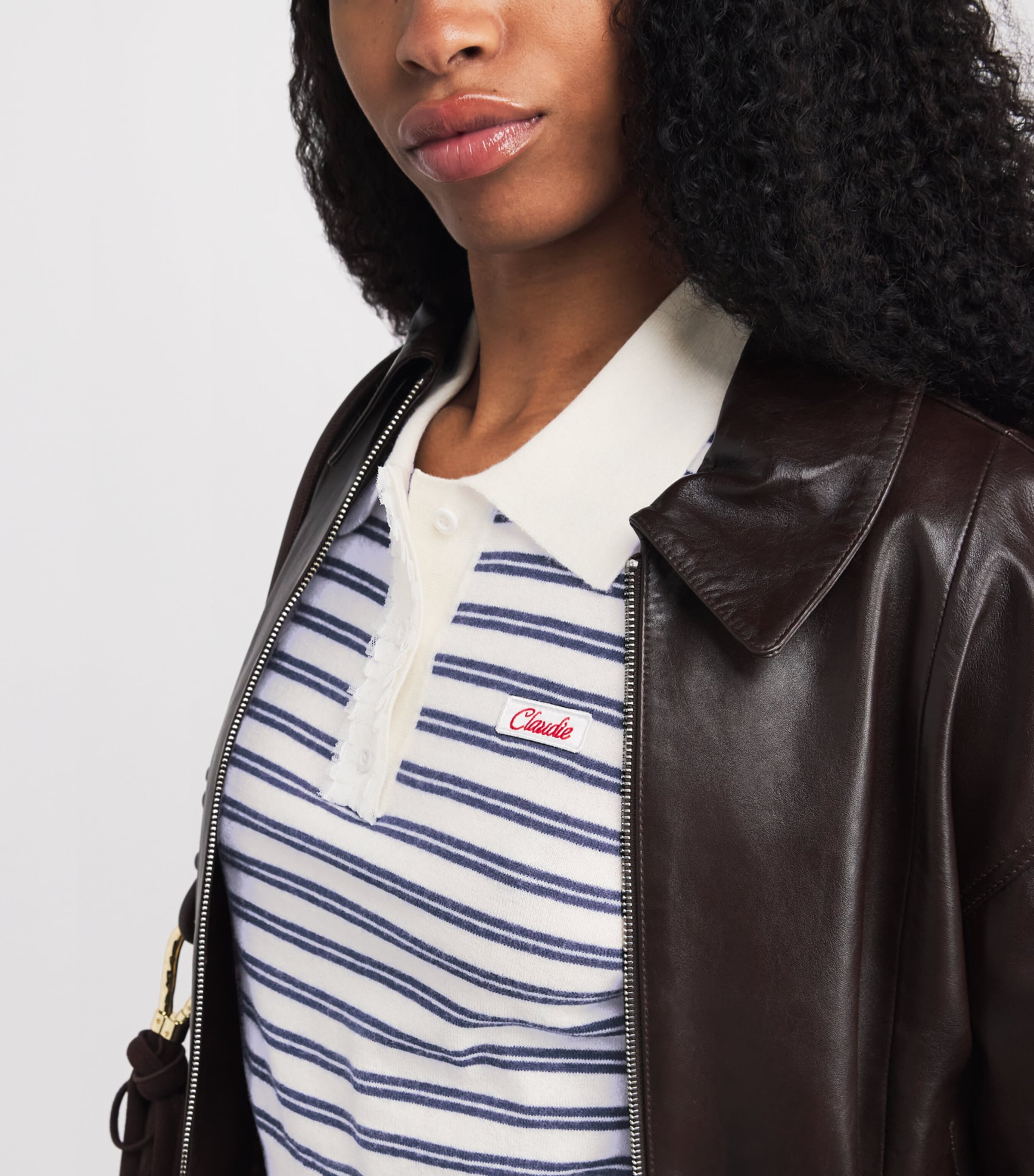 Wool Stripe Polo Sweater DUAL-COLOR Image 6