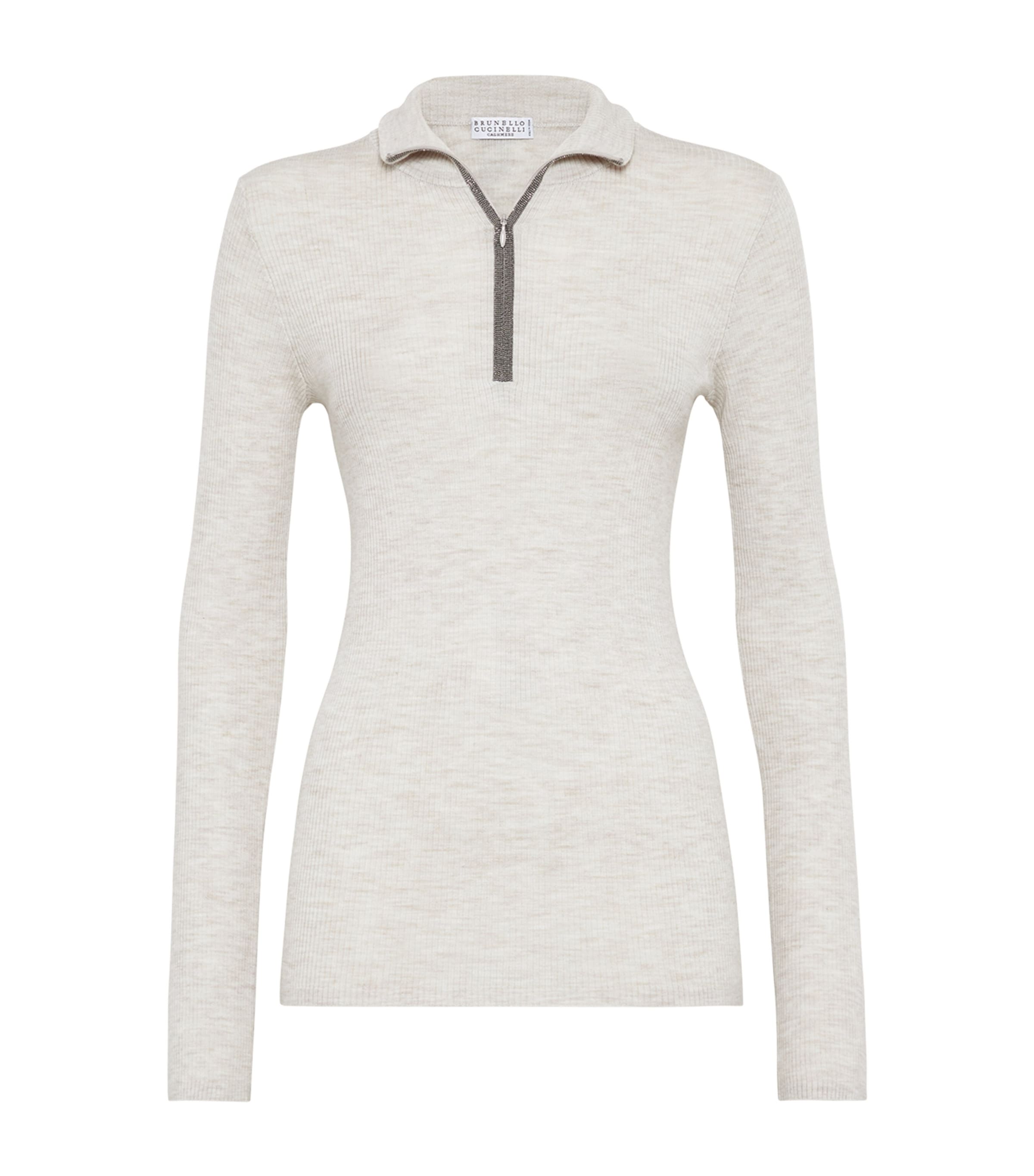 Brunello Cucinelli Virgin Wool-cashmere Rib-knit Sweater In Neutral