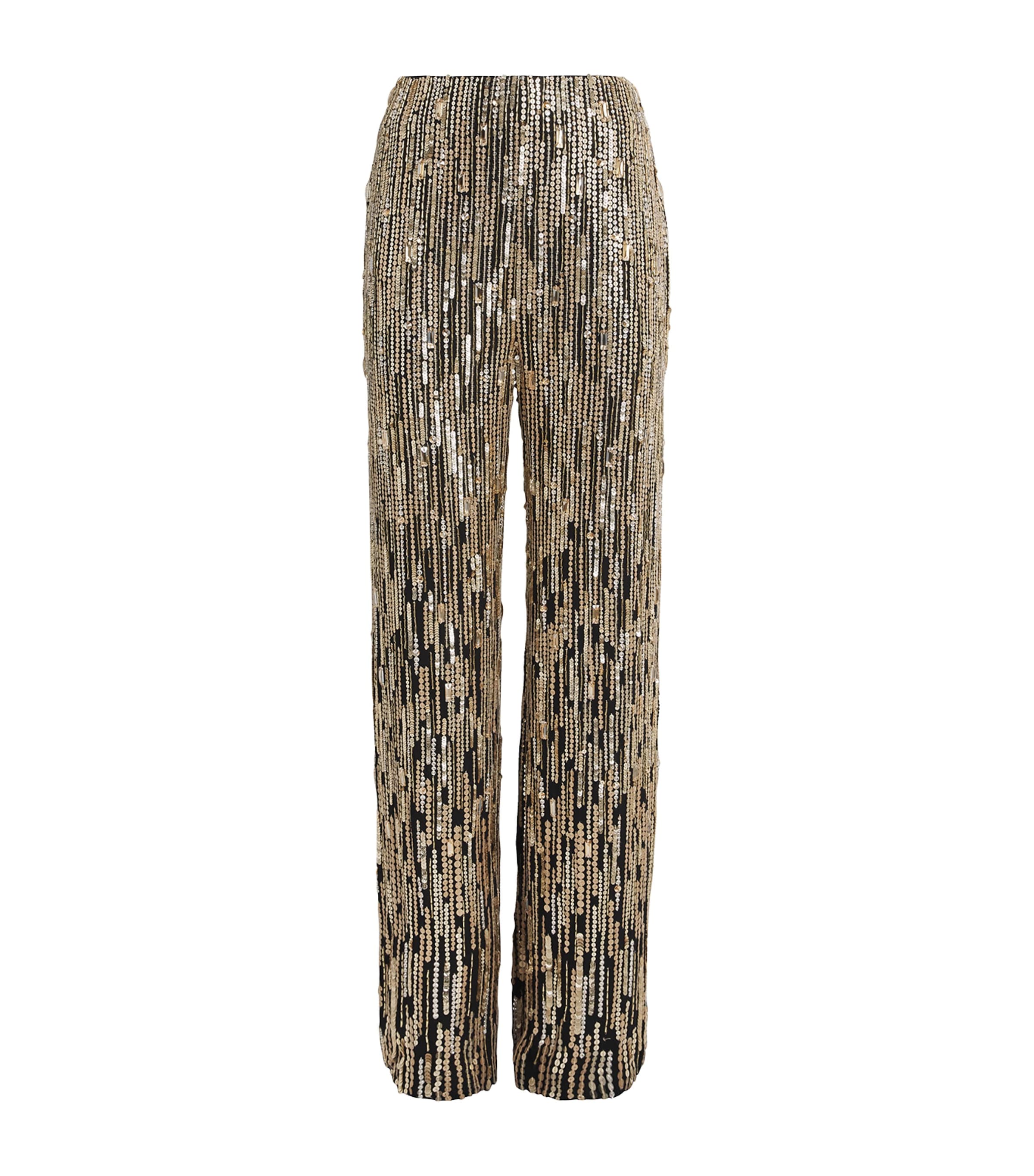 Jenny Packham Embellished Cecille Wide-leg Trousers In Gold