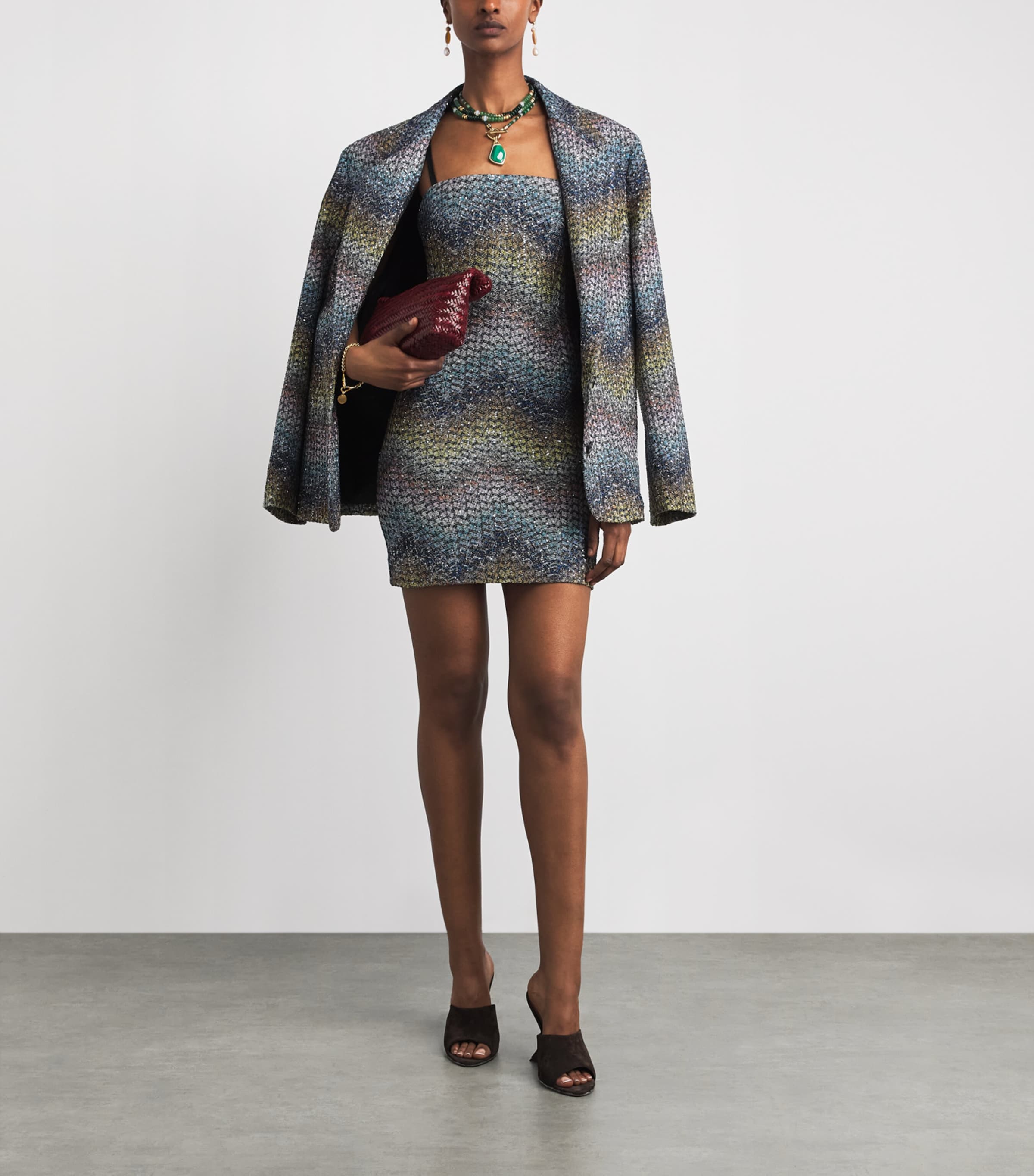 Missoni Womens Metallic Sleeveless Mini Dress Smsns Mlt Bl Ylw Vlt Image 2