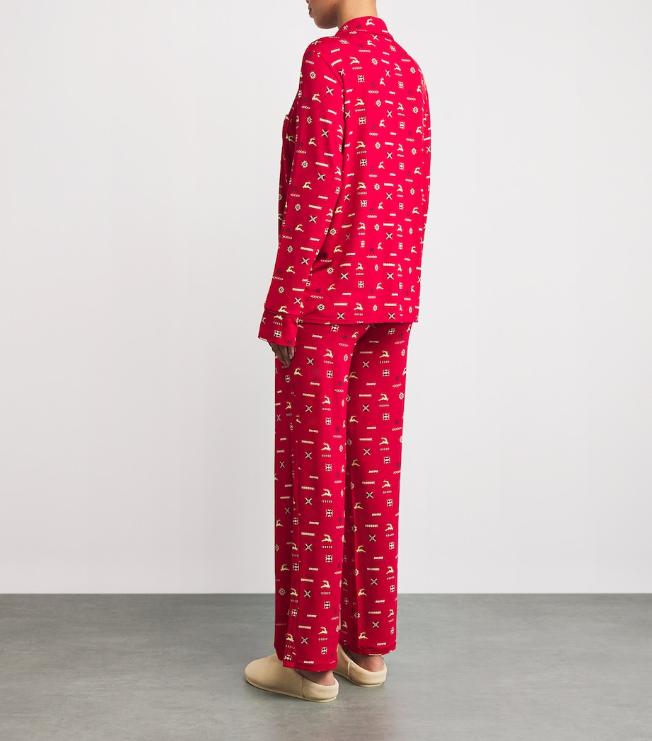 Modal-Blend Festive Print Pyjama Set CRNBRRY VNTG DR PRNT Image 3