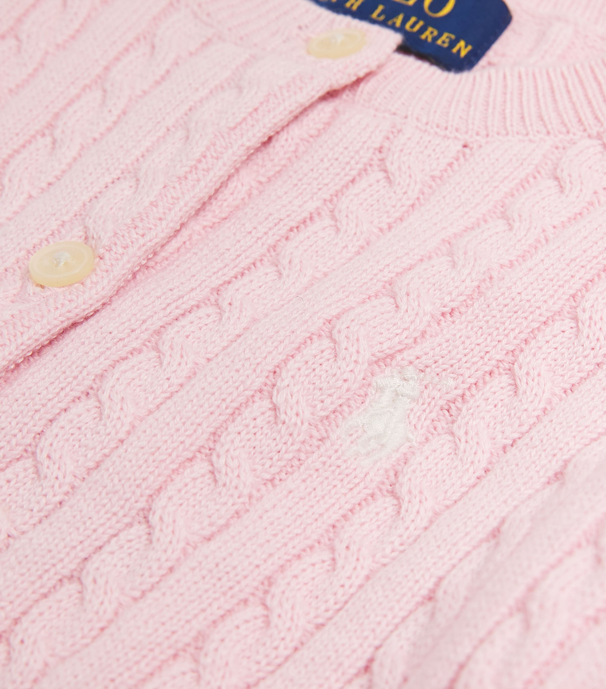 Cotton Cable-Knit Cardigan (5-7 Years) HINT OF PINK Image 3