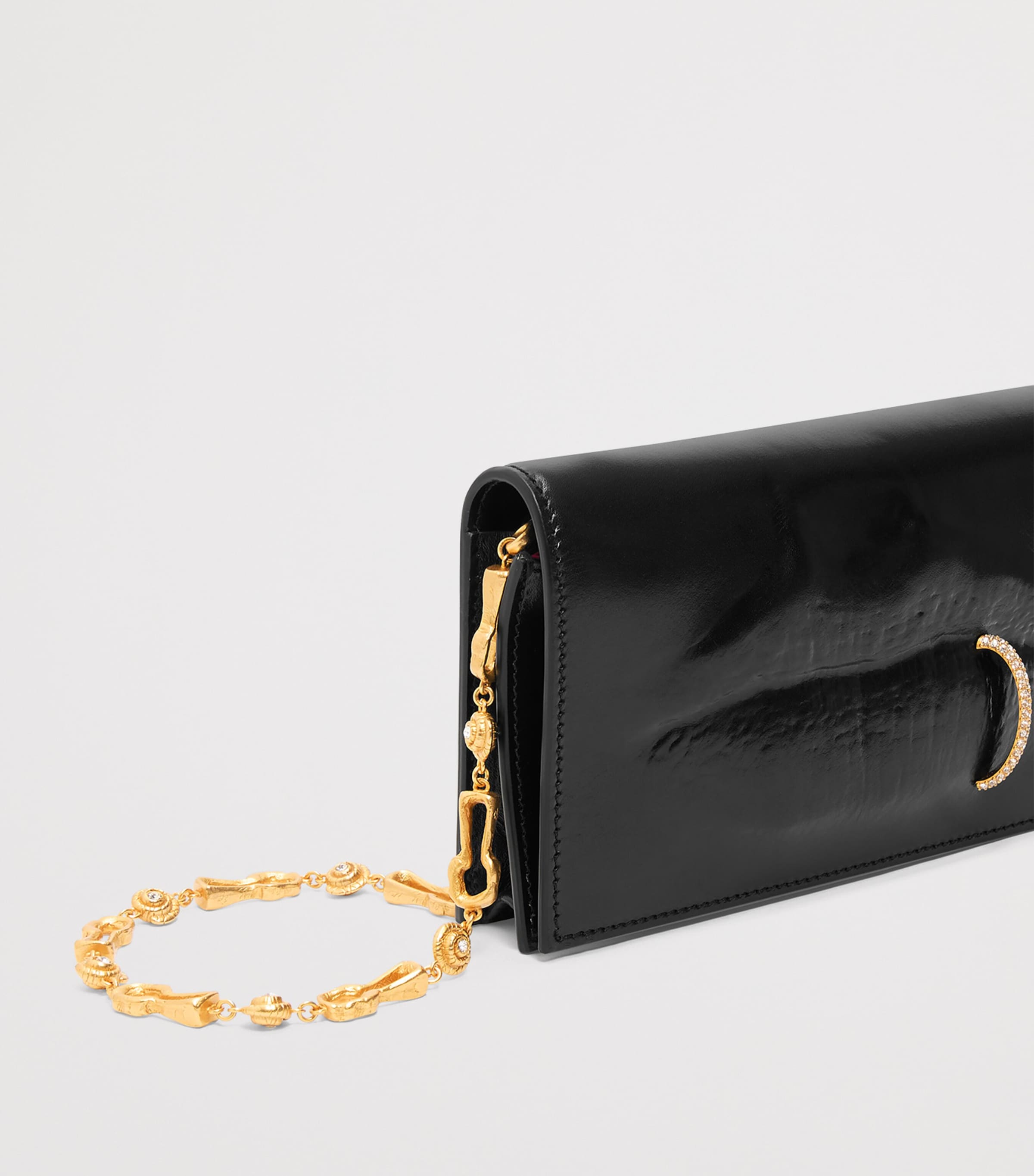 Schiaparelli Leather Moulded Mouth Clutch Bag Black Image 4