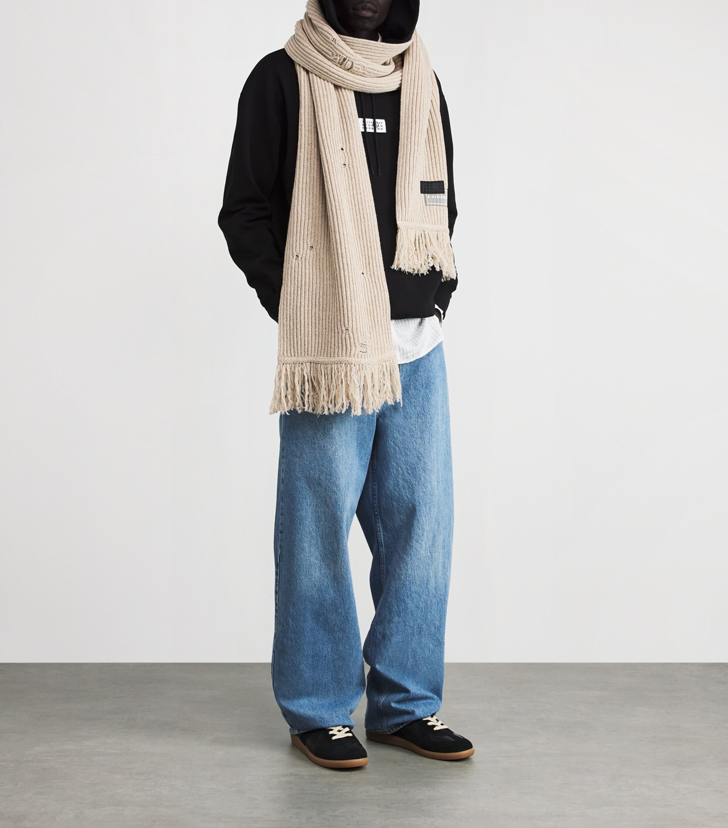 MM6 Maison Margiela Wool-Blend Distressed Scarf | Harrods UK