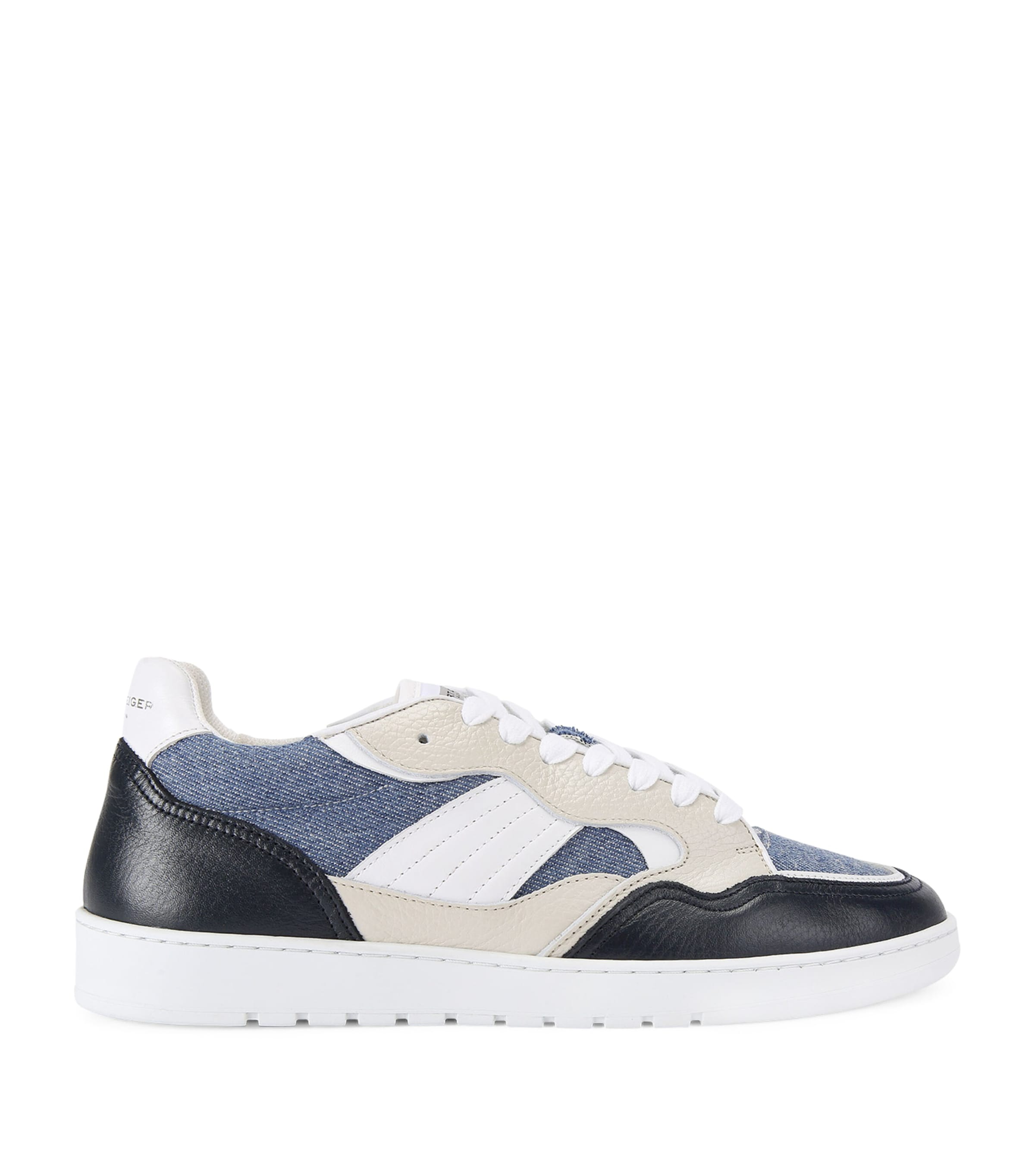 Kurt Geiger Denim-leather Benn Sneakers In Blue