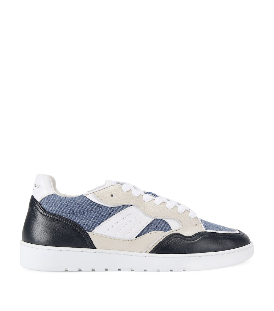 Kurt Geiger London Mens Denim-Leather Benn Sneakers Denim Image 1